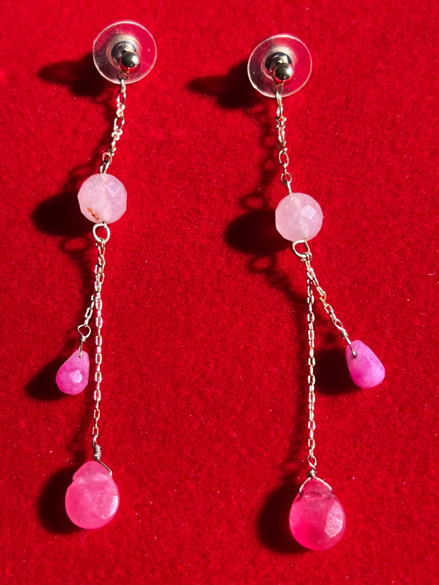 Vintage Pink Dangle Earrings: Lover Antiques Jewelry