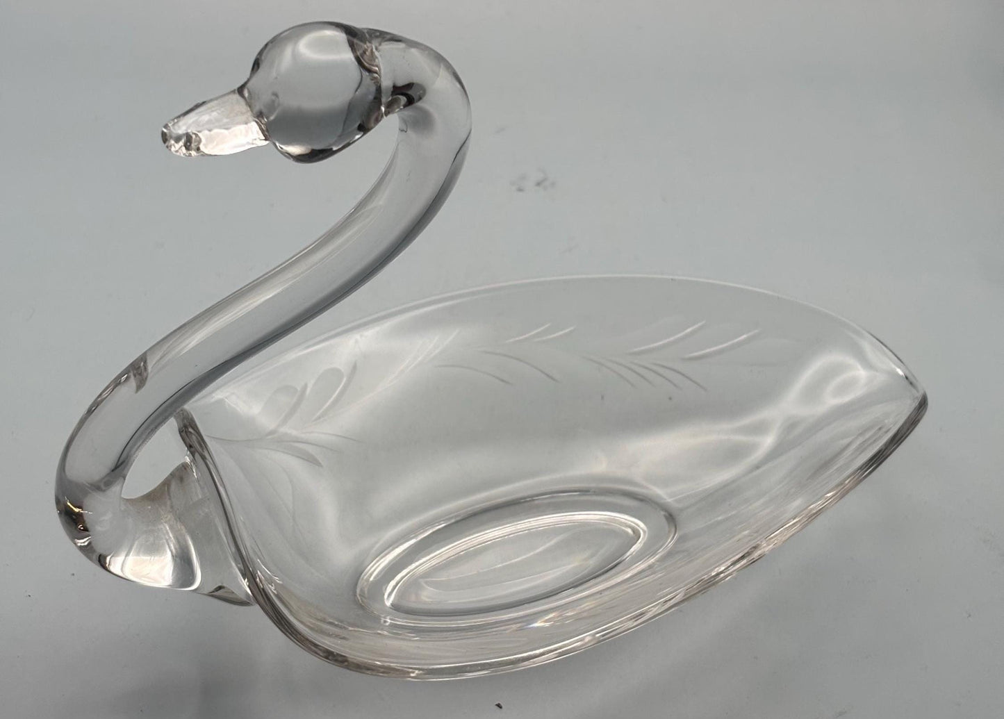 Vintage Swan Candy Dish Large Glass Trinket Bowl Lover Antiques and Vintage