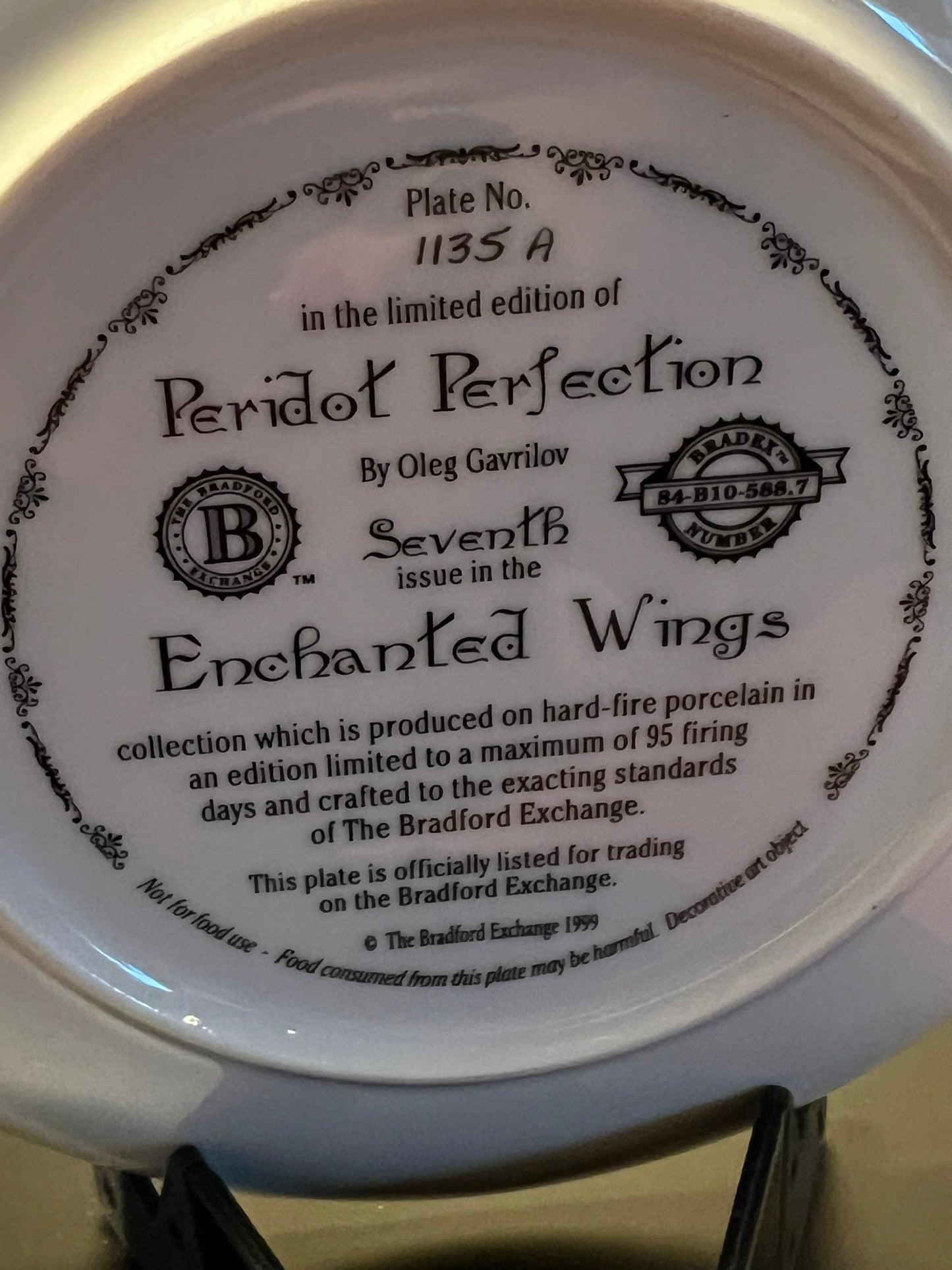 Vintage Peridot Perfection Enchanted Wings limited edition by Oleg Gavrilov Bradford Exchange Plate #1135A Plate Wall Hanging Lover Antiques