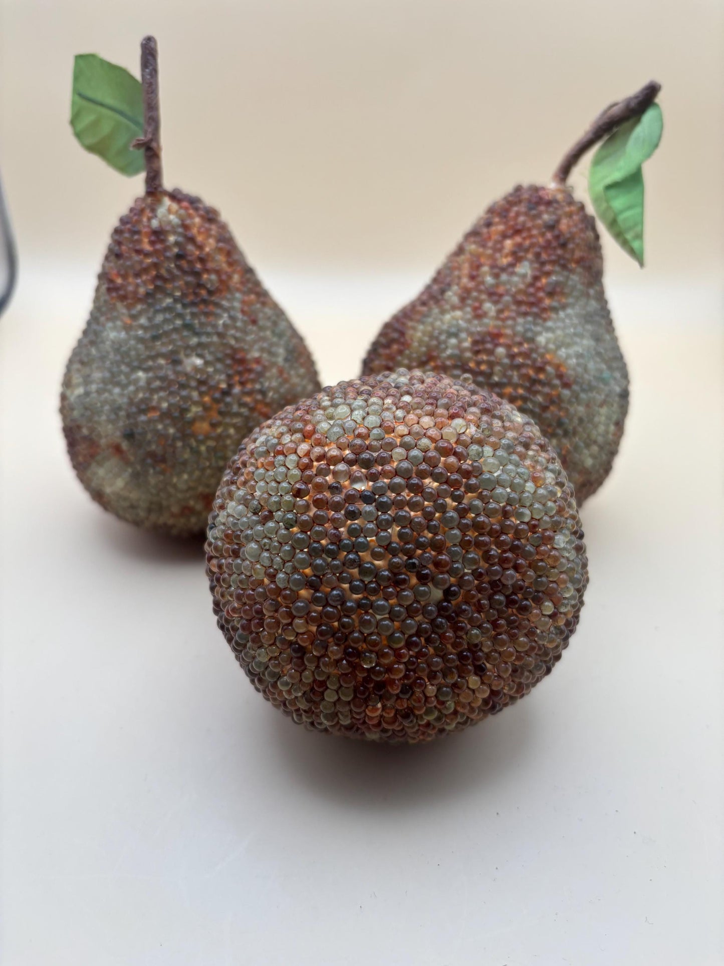 Vintage Set of 3 Beaded Pears Figurine Lover Antiques and Vintage
