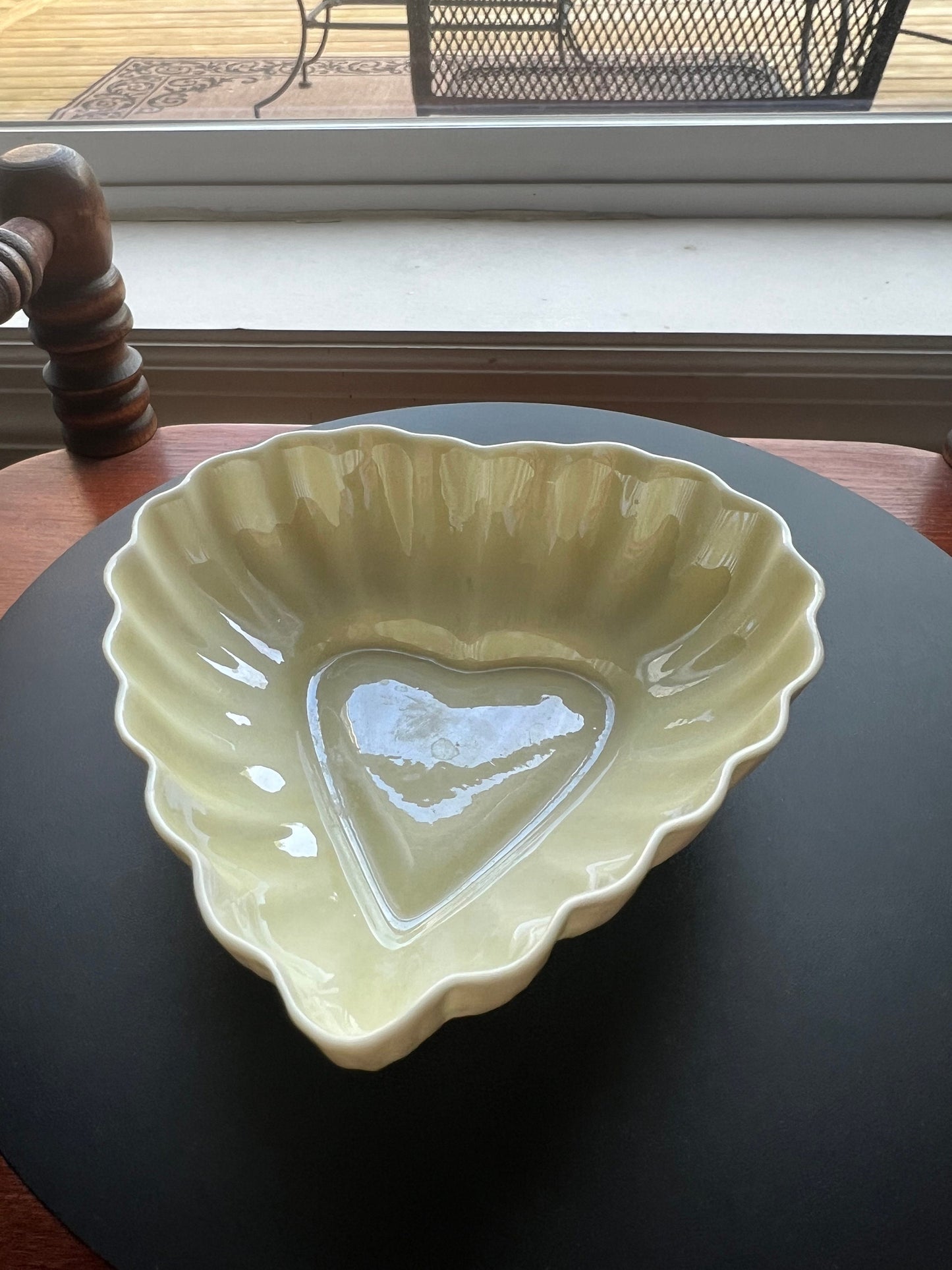 Vintage Belleek Ireland Heart Dish: Scalloped Porcelain Bowl