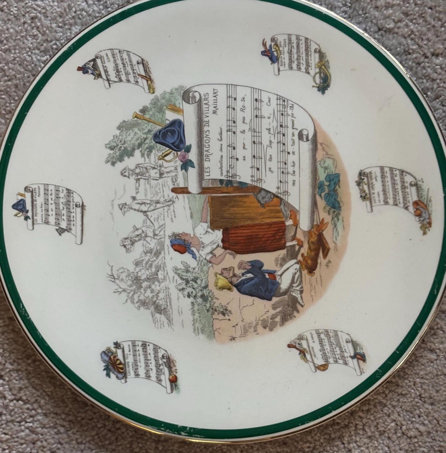 Antique Peasant Village Parry Vieille Very Large Rare French Opera Platter Signed PV Lover Antiques and Vintage