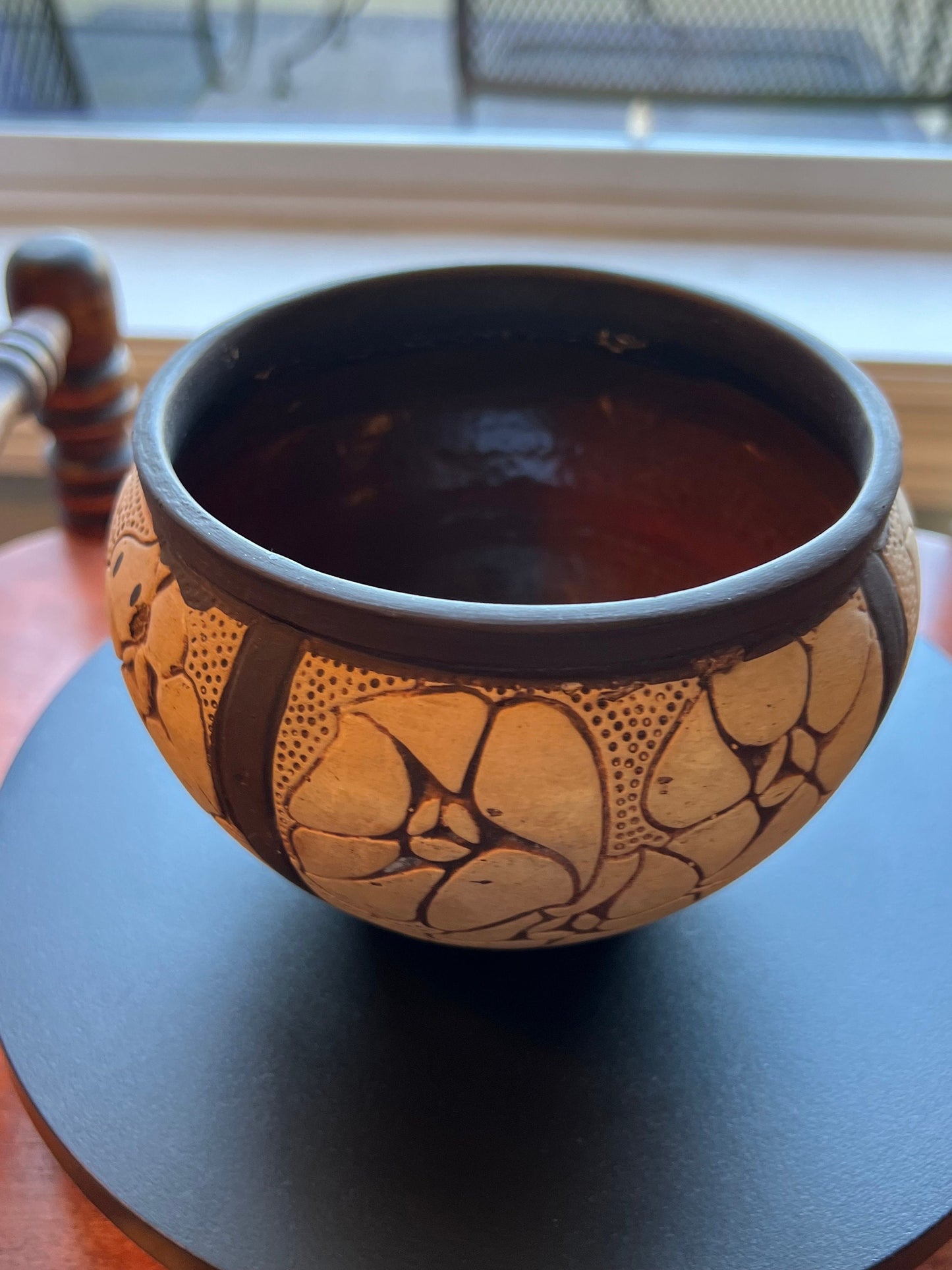 Vintage Weller Claywood Daisy Vase: Burnt Wood Jardinere Pot