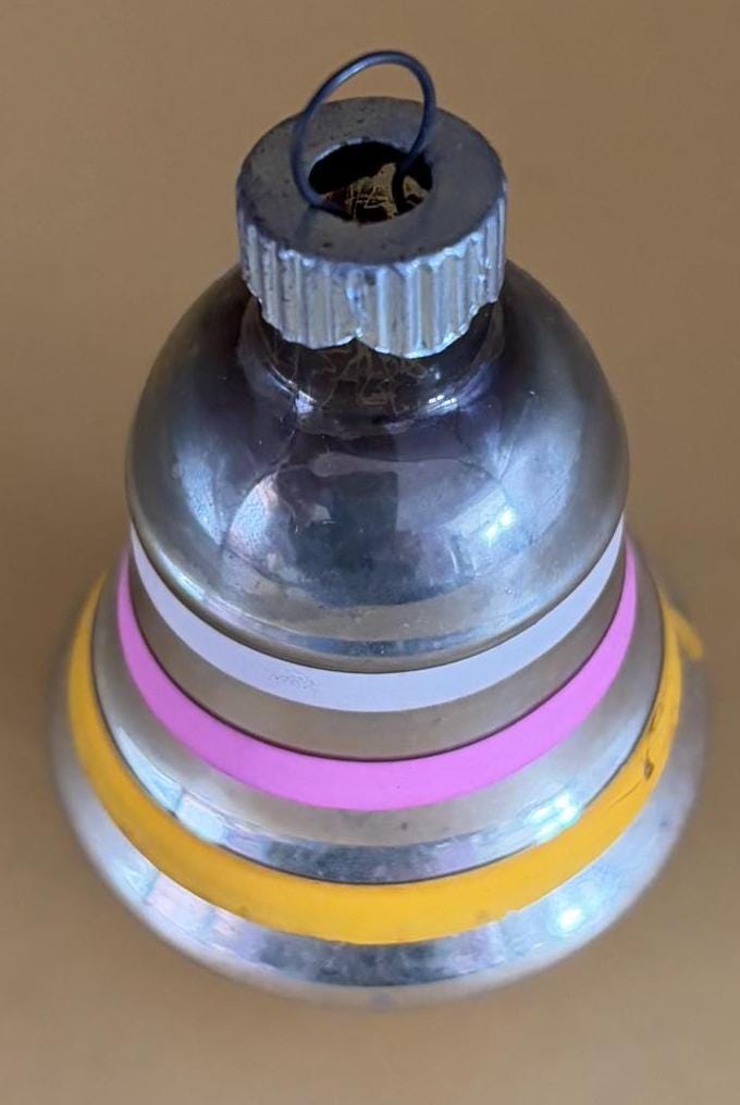 Shiny Brite Striped Bell Ornament Circle Circa 1940’s Lover Antiques and Vintage