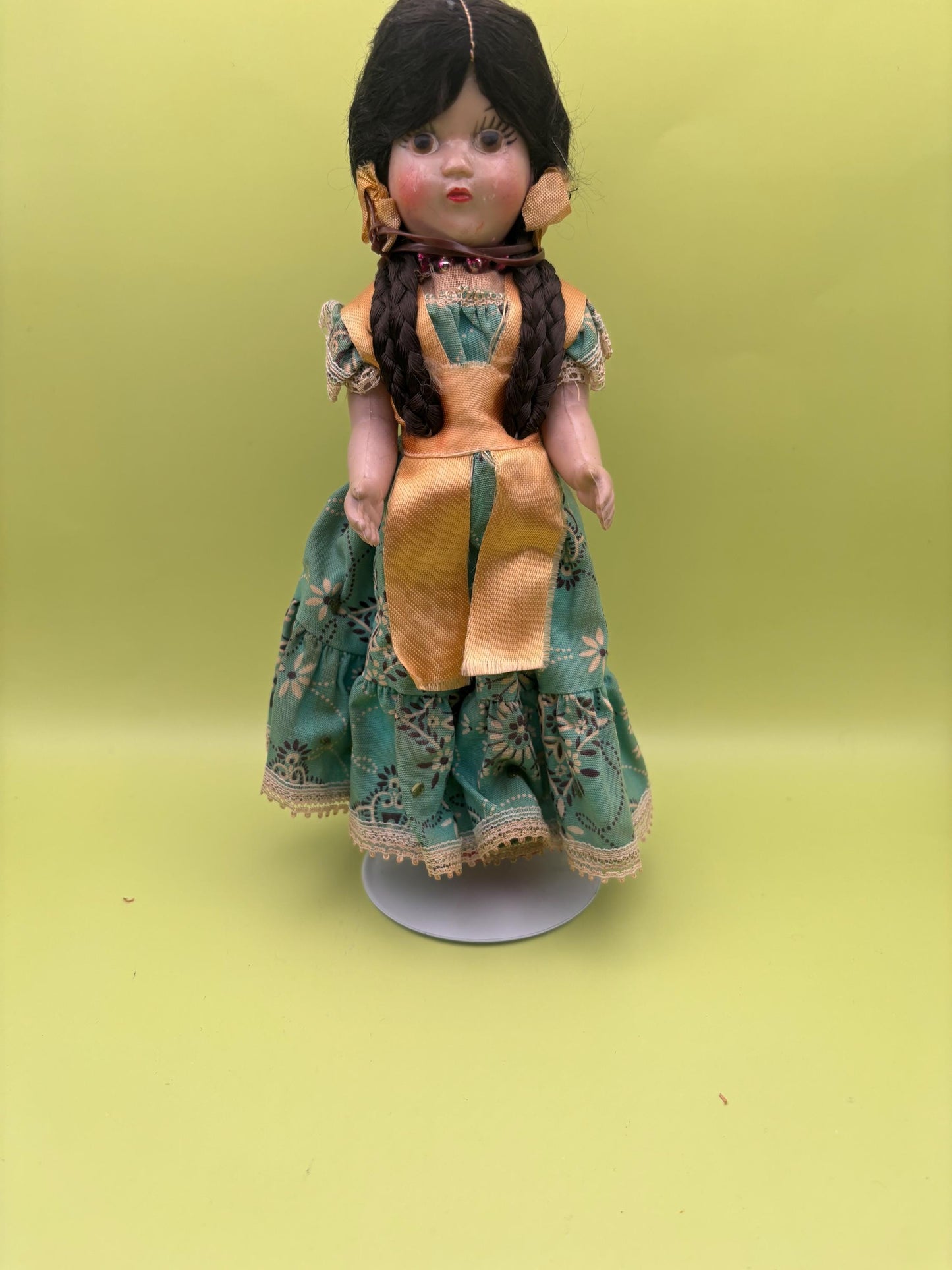 Vintage Pocahontas Folk Art Artist Made Moss Fiber Woman Doll Lover Antiques and Vintage