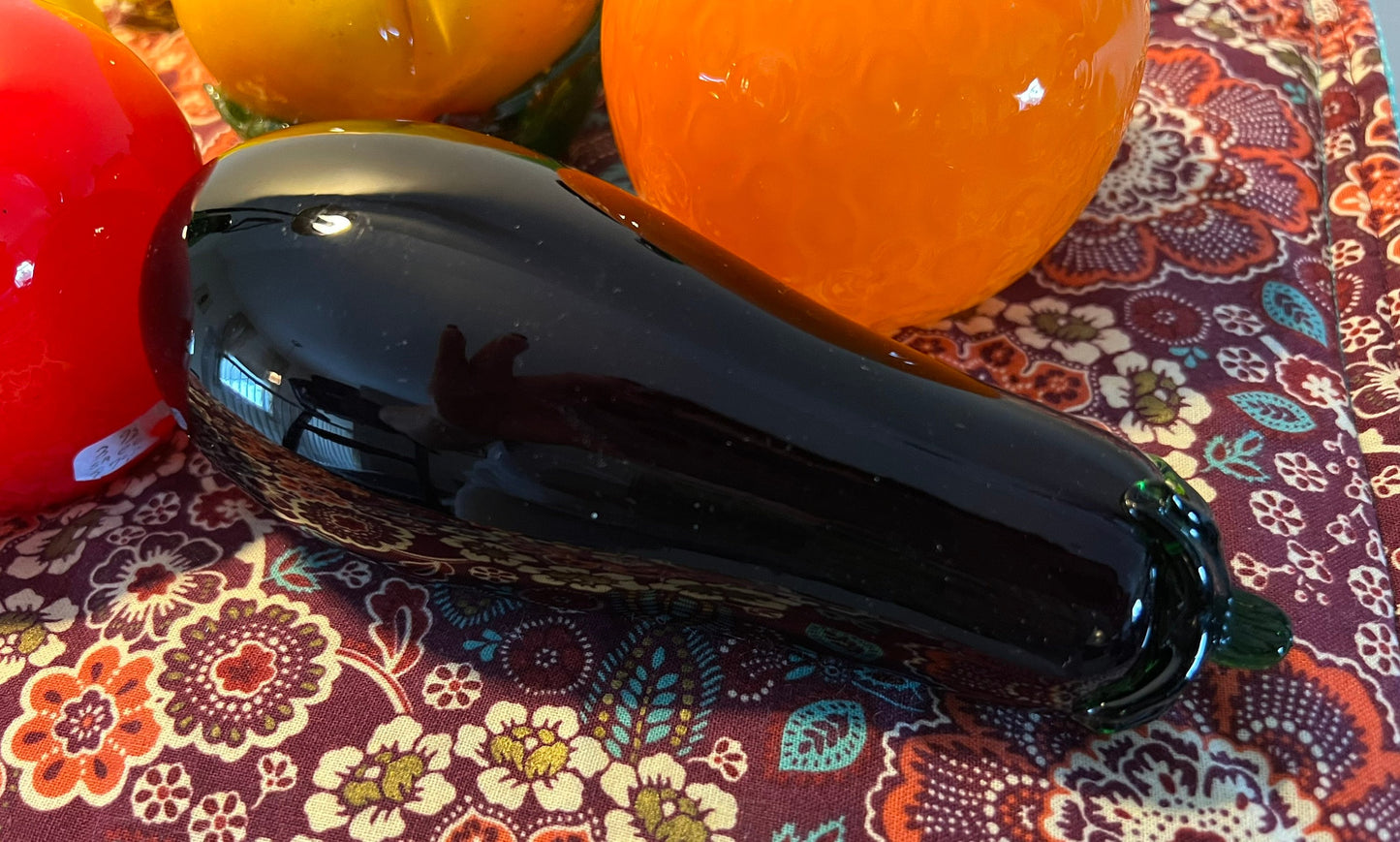 Vintage Murano Style Hand Blown Art Glass Fruit Banana Pear Eggplant Tomato Apple Lemon Peach Lover Antiques and Vintage