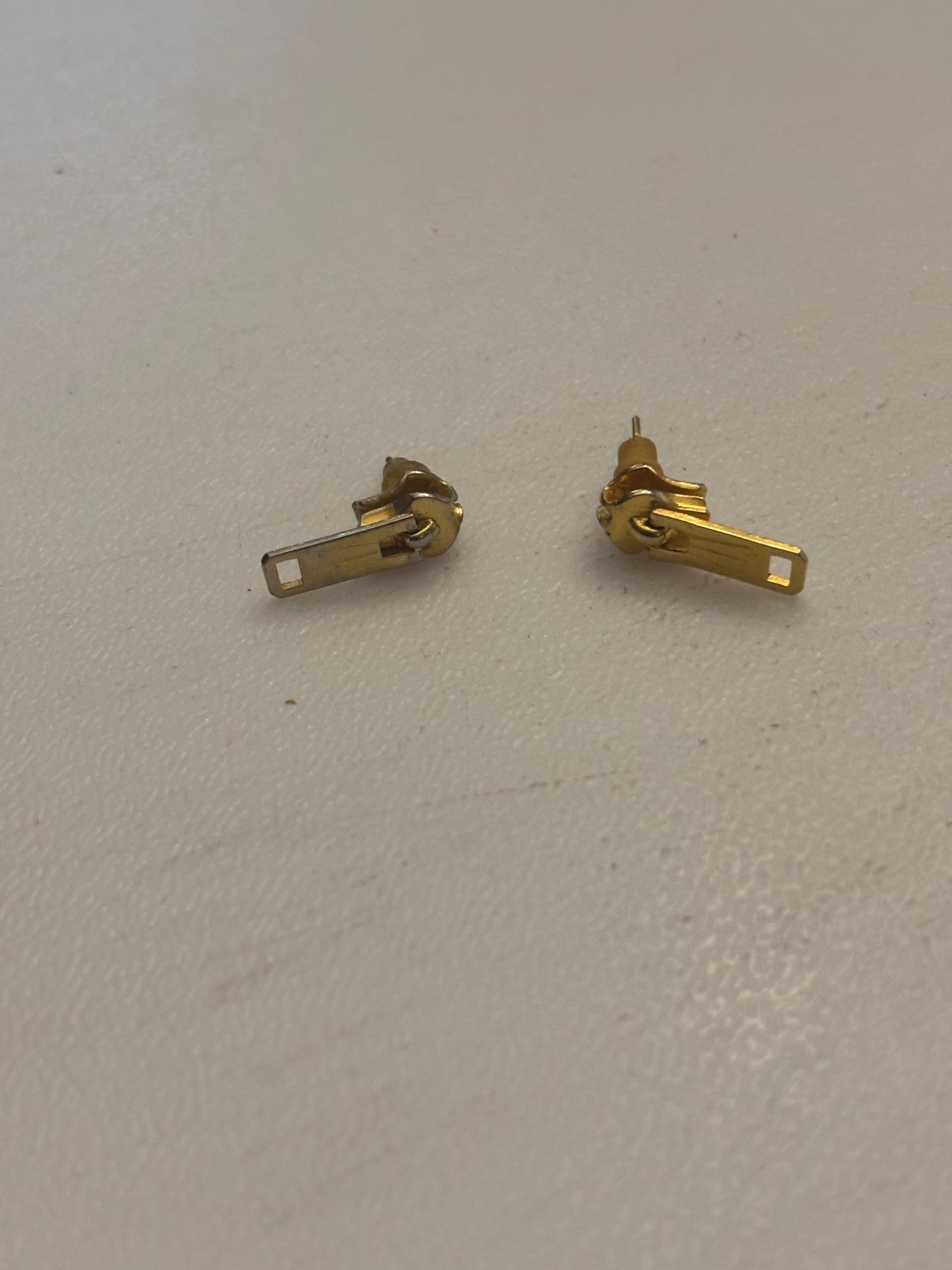 Gold Zipper Earrings, Lover Antiques and Vintage