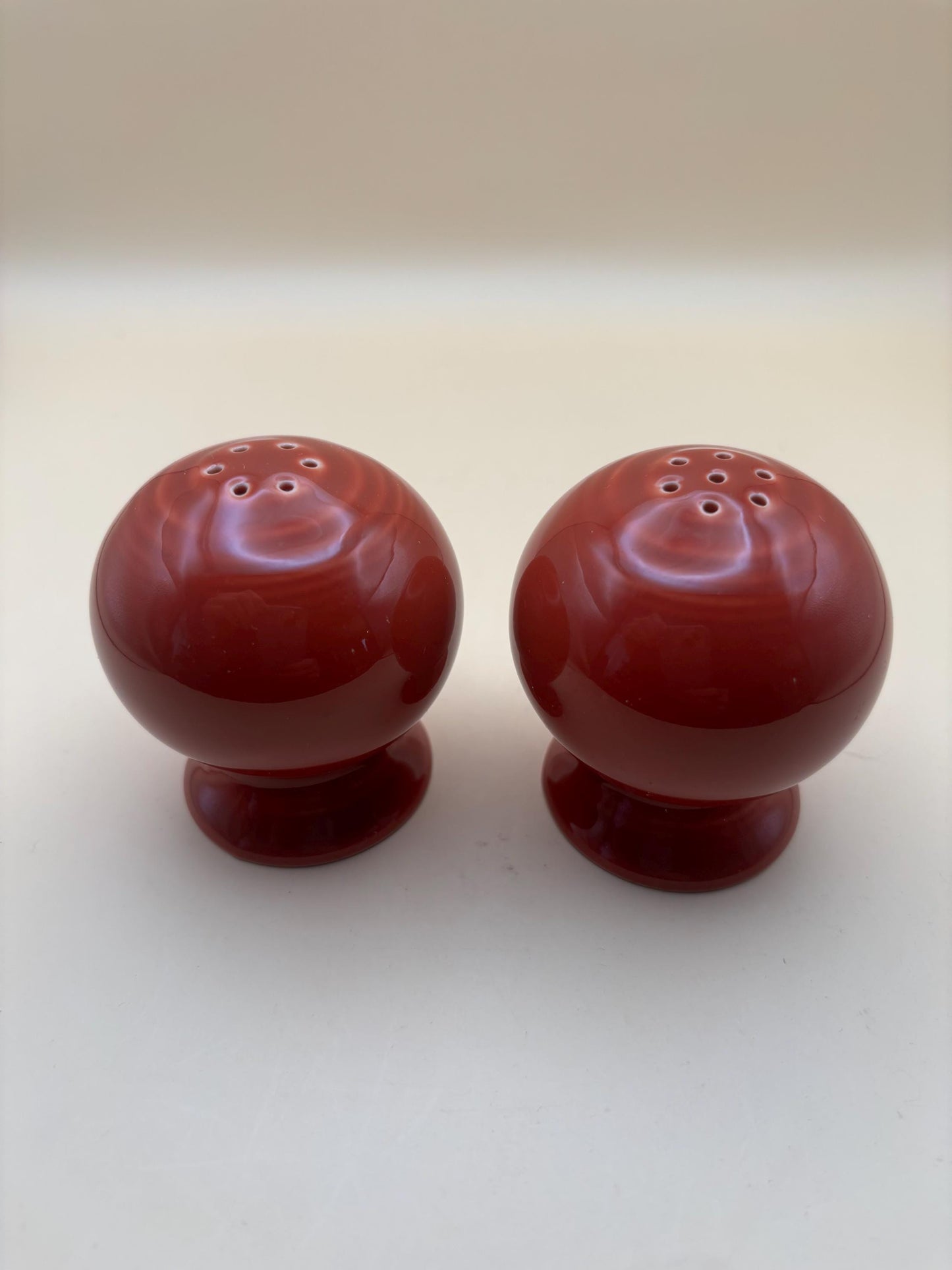 Vintage Fiesta Ball Salt & Pepper Shakers in Burgundy Lover Antiques and Vintage