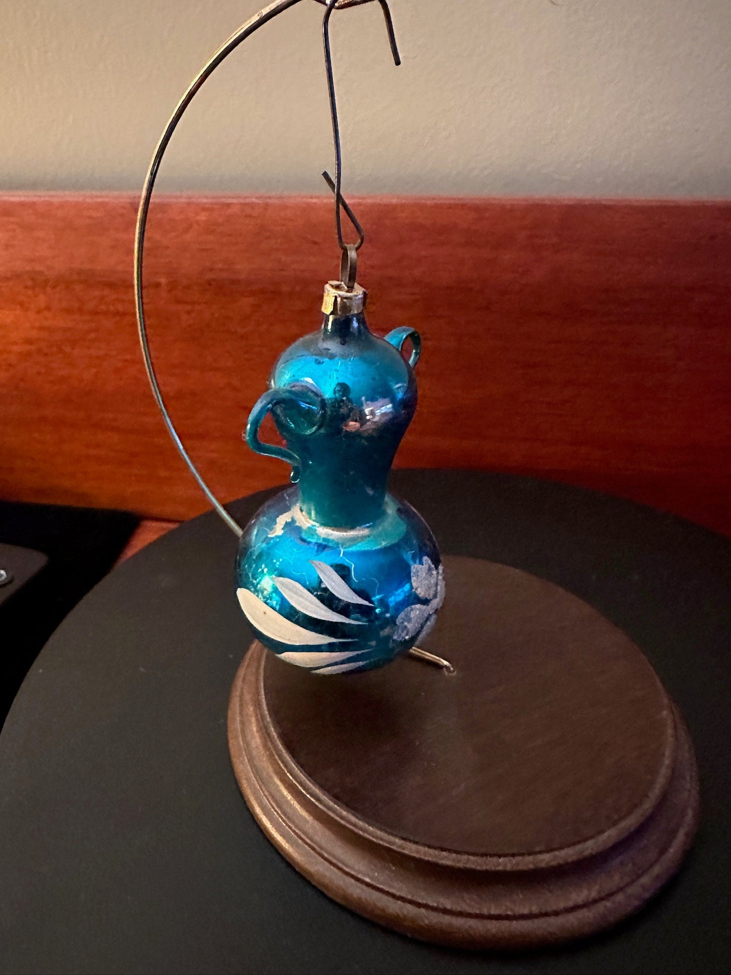 Vintage Blue Hand Blown Teapot Ornament