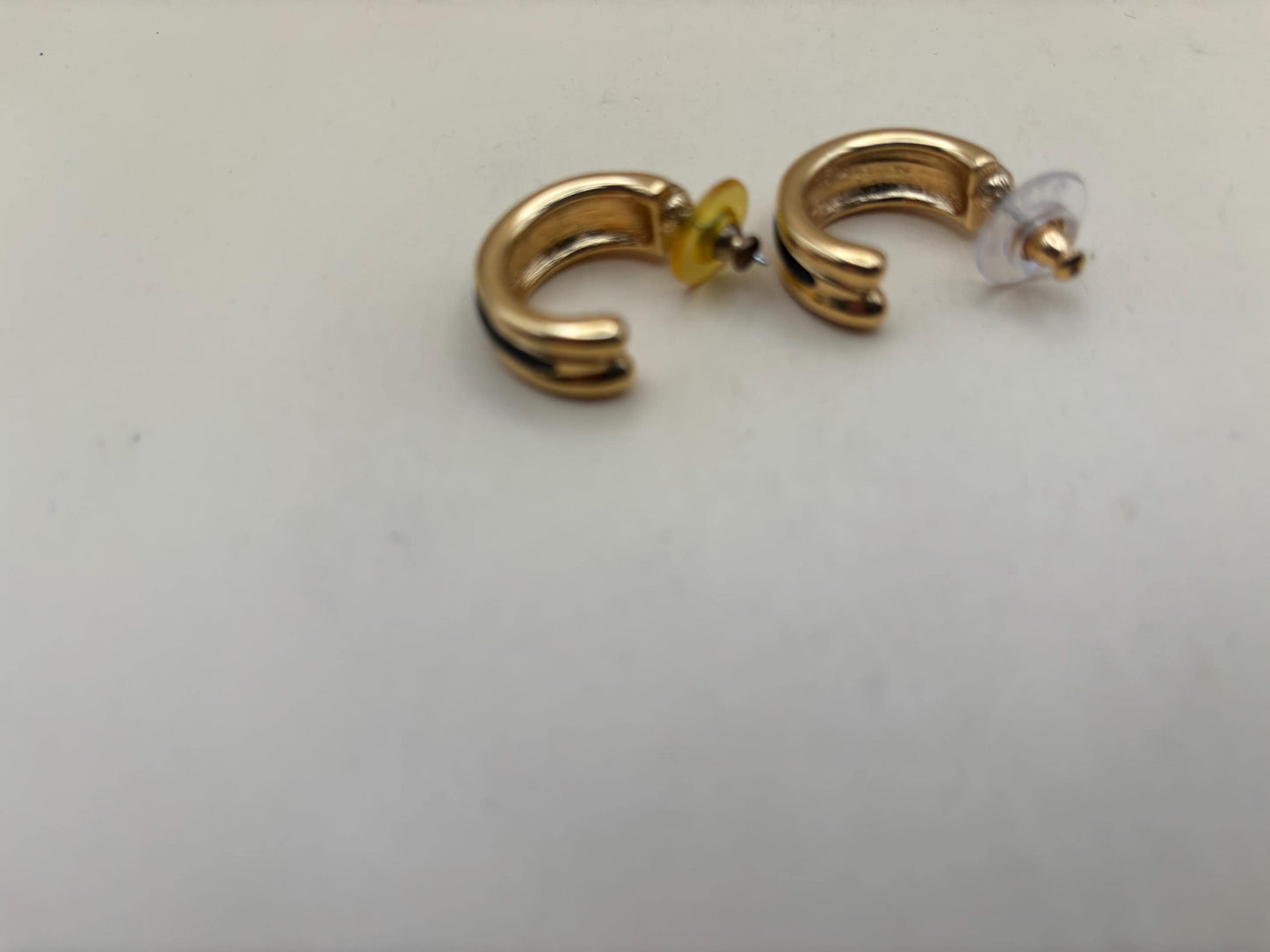 Vintage Monet Gold & Black Hoop Earrings Lover Antiques and Vintage