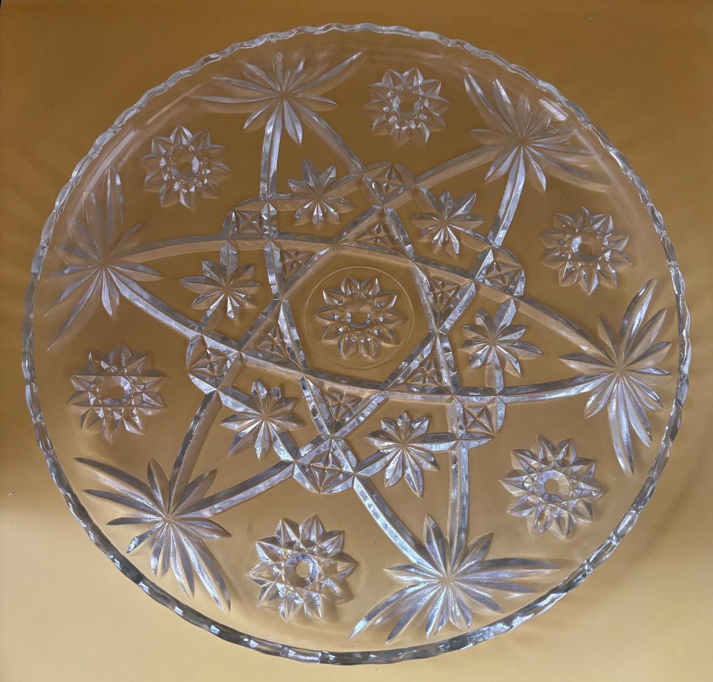 Vintage Crystal Serving Platter Glass Serving Trays Anchor Hocking Star of David Design Lover Antiques and Vintage