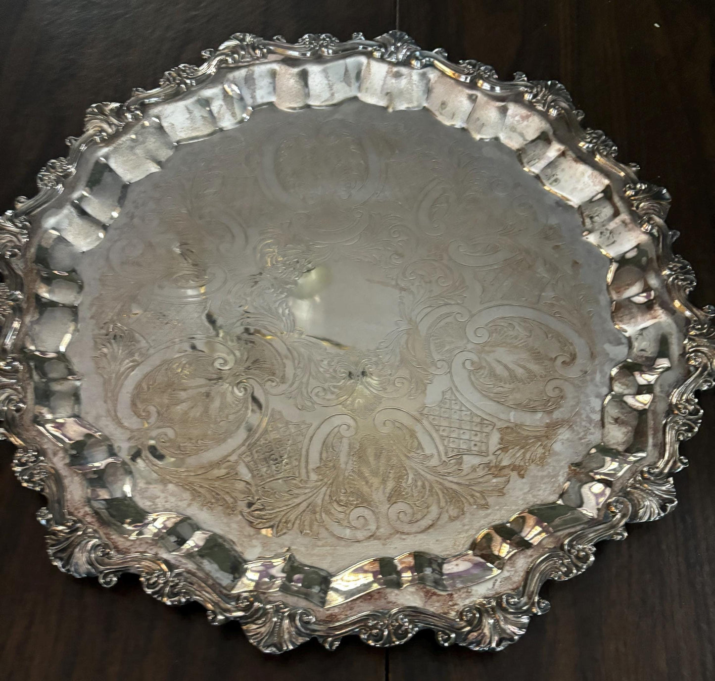 Antique Sheridan Silver Plate on Copper Large Platter Numbered 3 Lover Antiques and Vintage