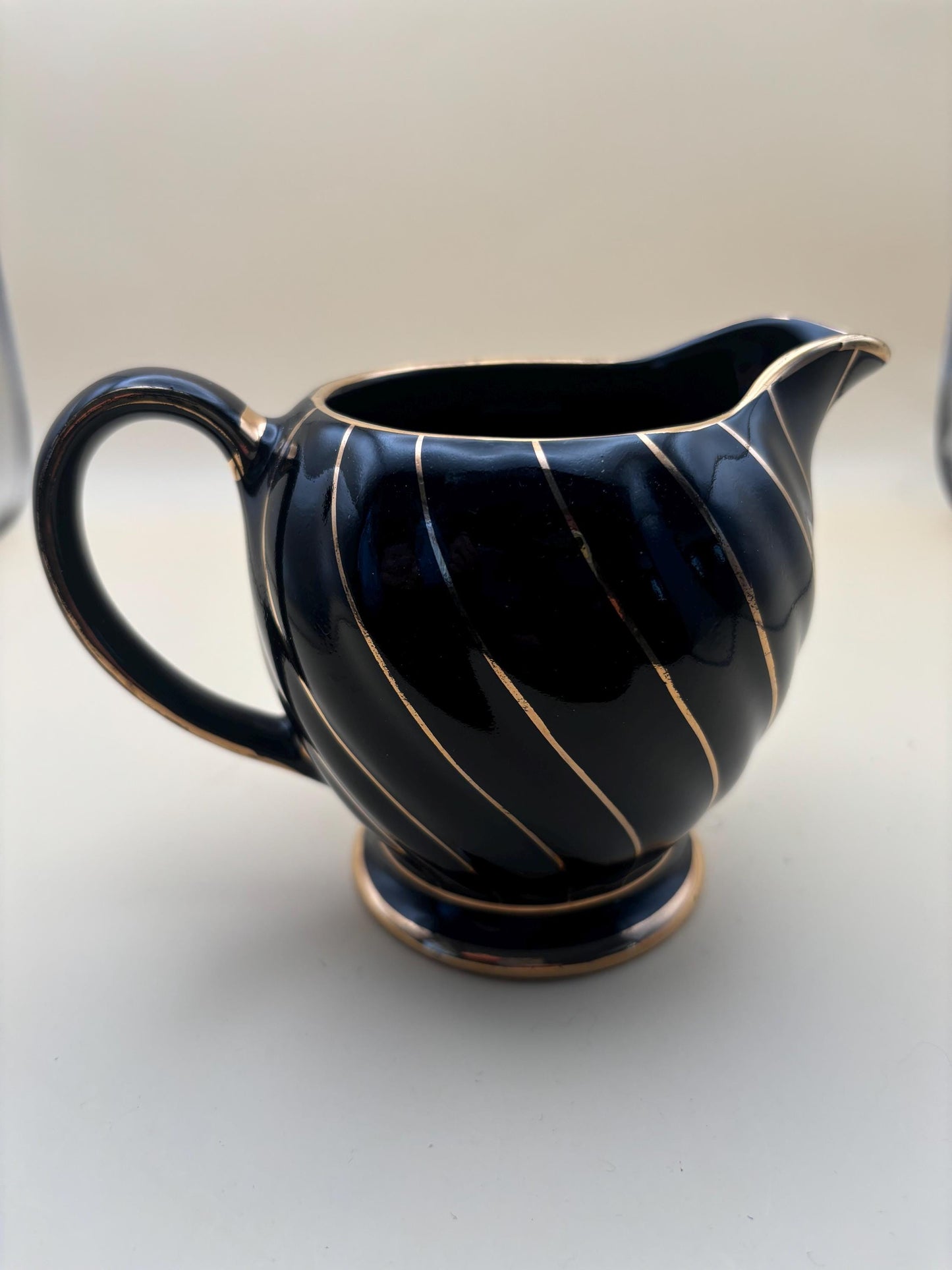 Vintage Sandler England Black and Gold Creamer Lover Antiques and Vintage