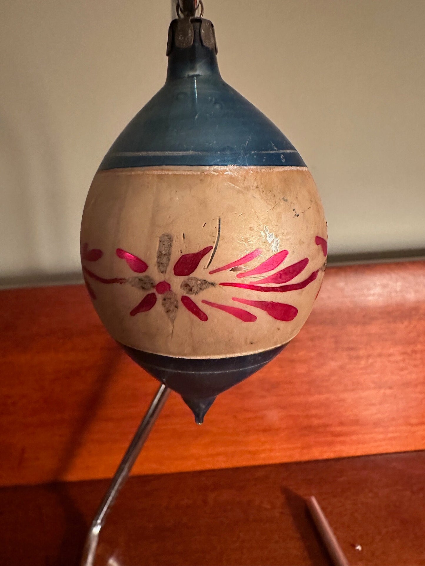 Vintage Teardrop Diorama Ornament: Made in Poland, Circa 1940s