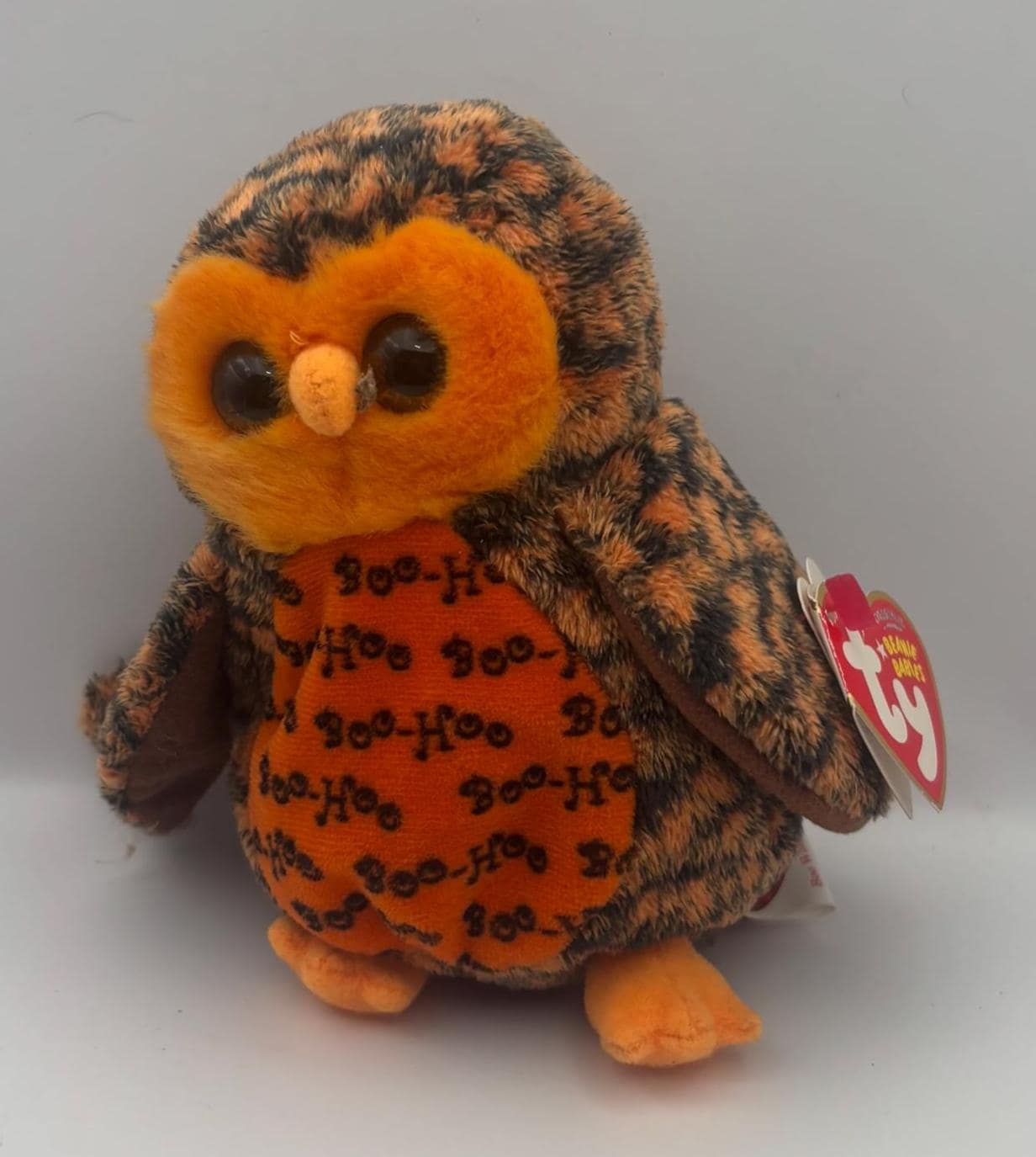 Boo Who? The Halloween Owl, Retired Ty Beanie Baby Owl Plush Stuffed Animal