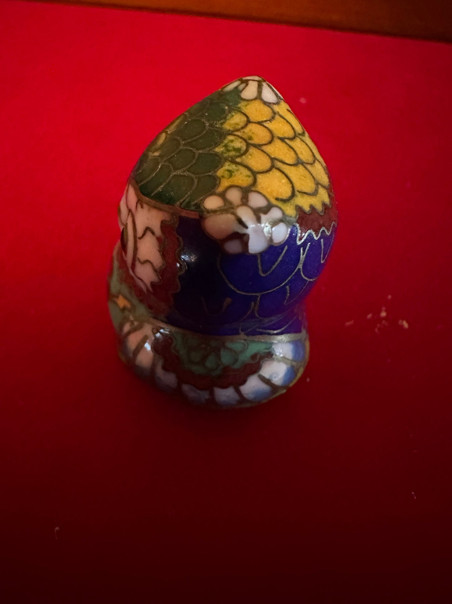Vintage Cloisonné Enamel Owl Figurine: Small Enameled Statue