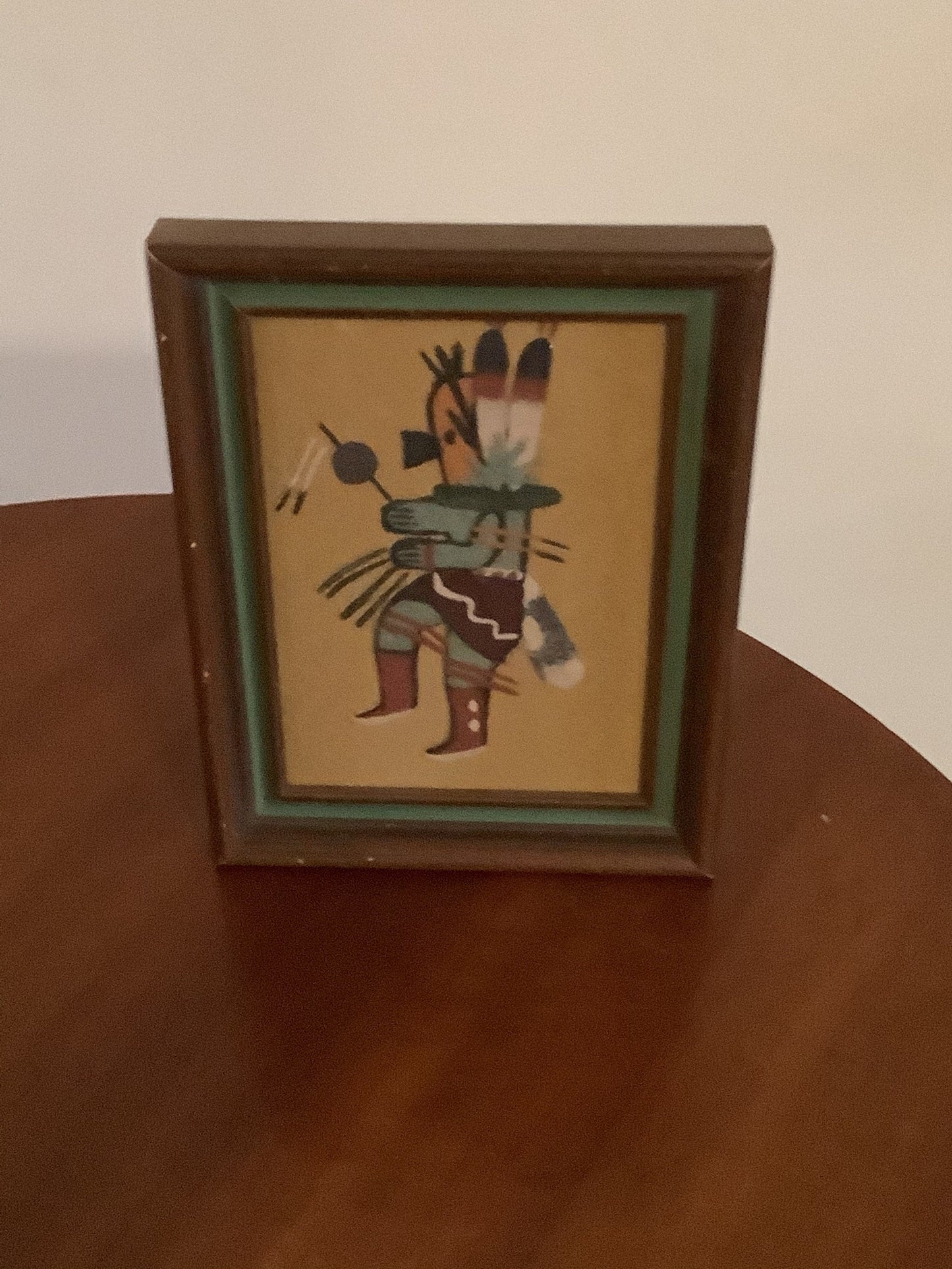 Vintage Navajo Sand Artwork Signed by Famed Artist Ernest Hunt Lover Antiques and Vintage