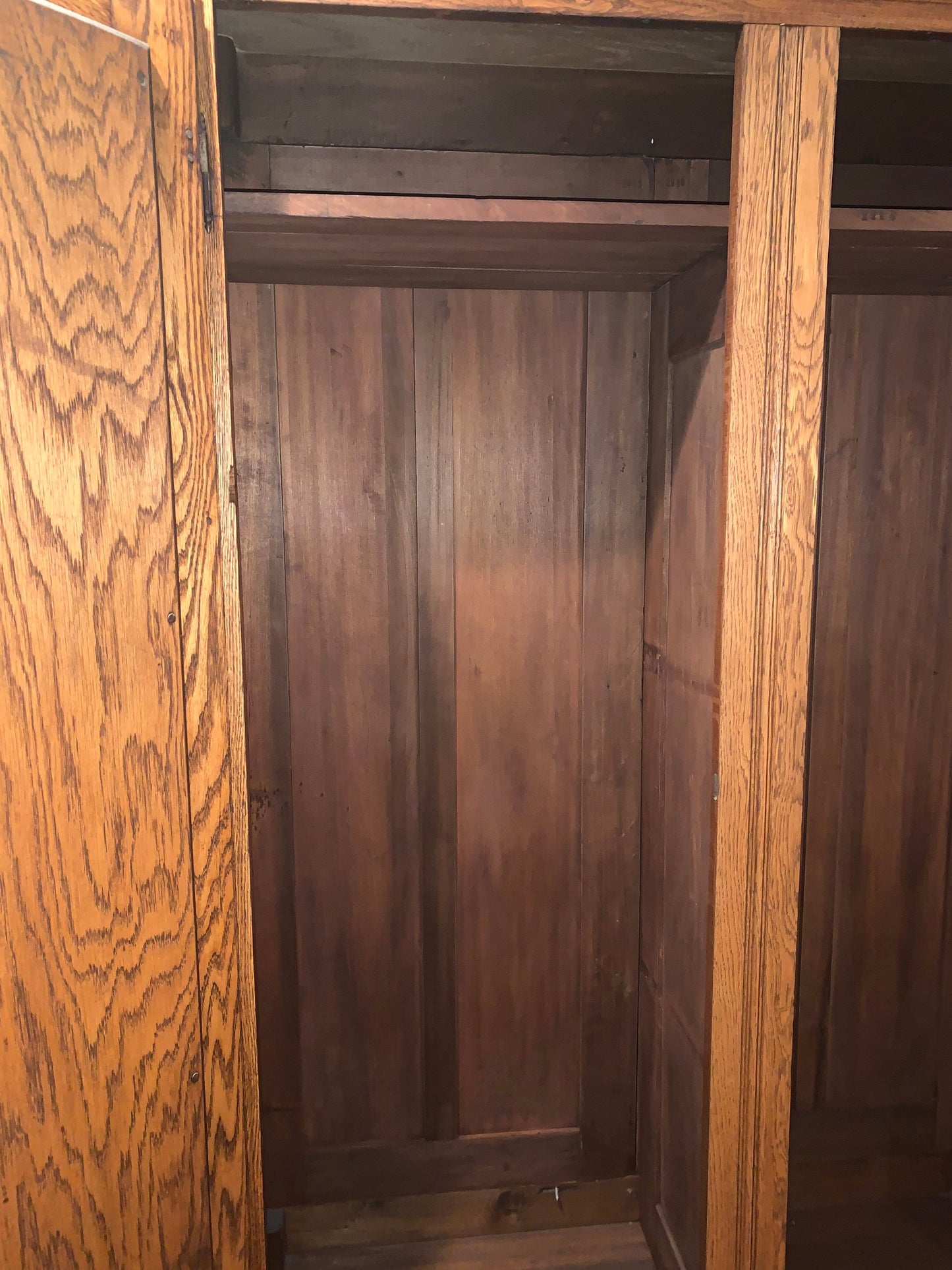 Antique Oak Eastlake Armoire Closet Double Door Tall Wardrobe Clothing Display Large Cabinet Lover Antiques and Vintage