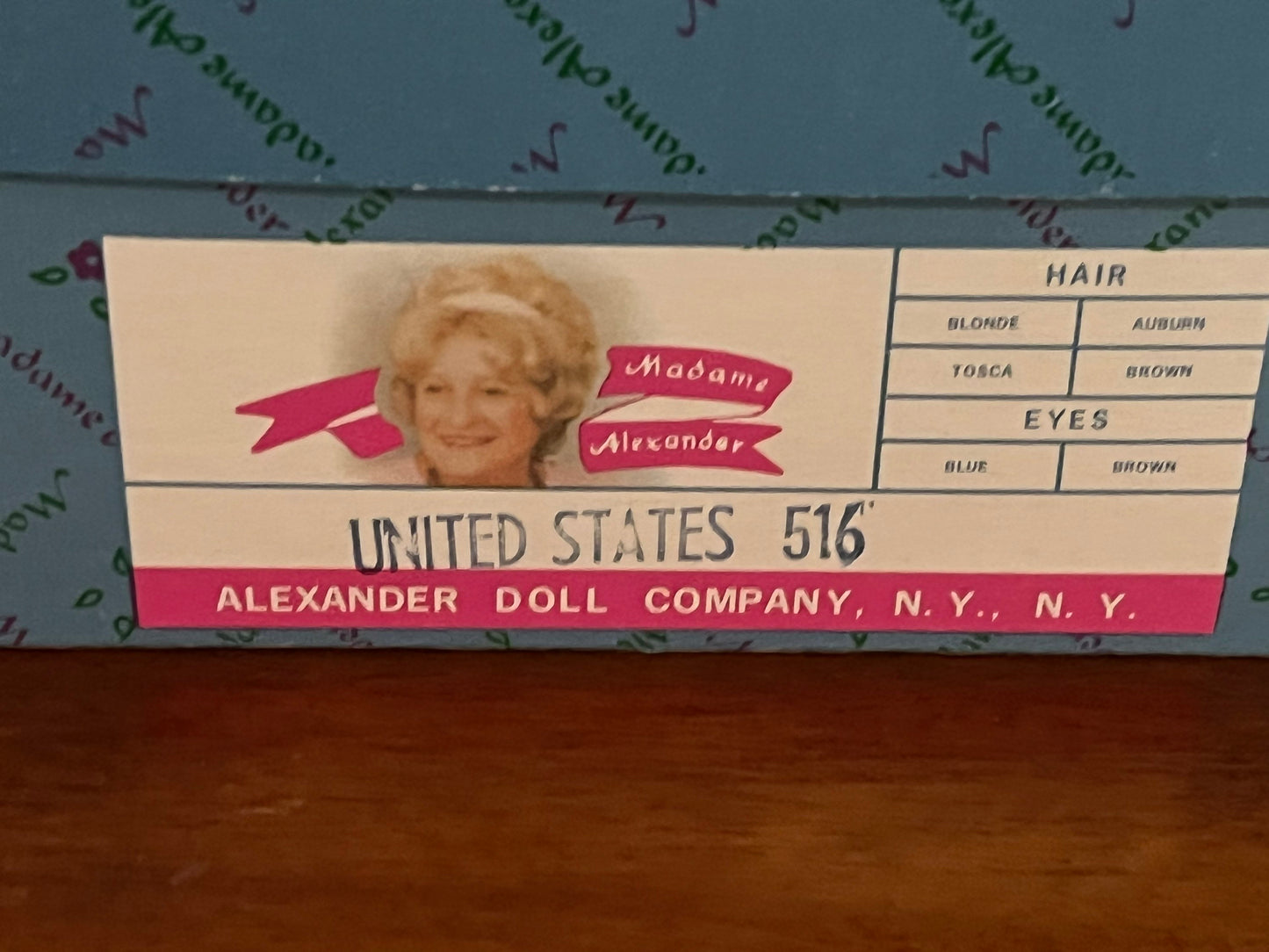 Madame Alexander United States Doll #516 with original box