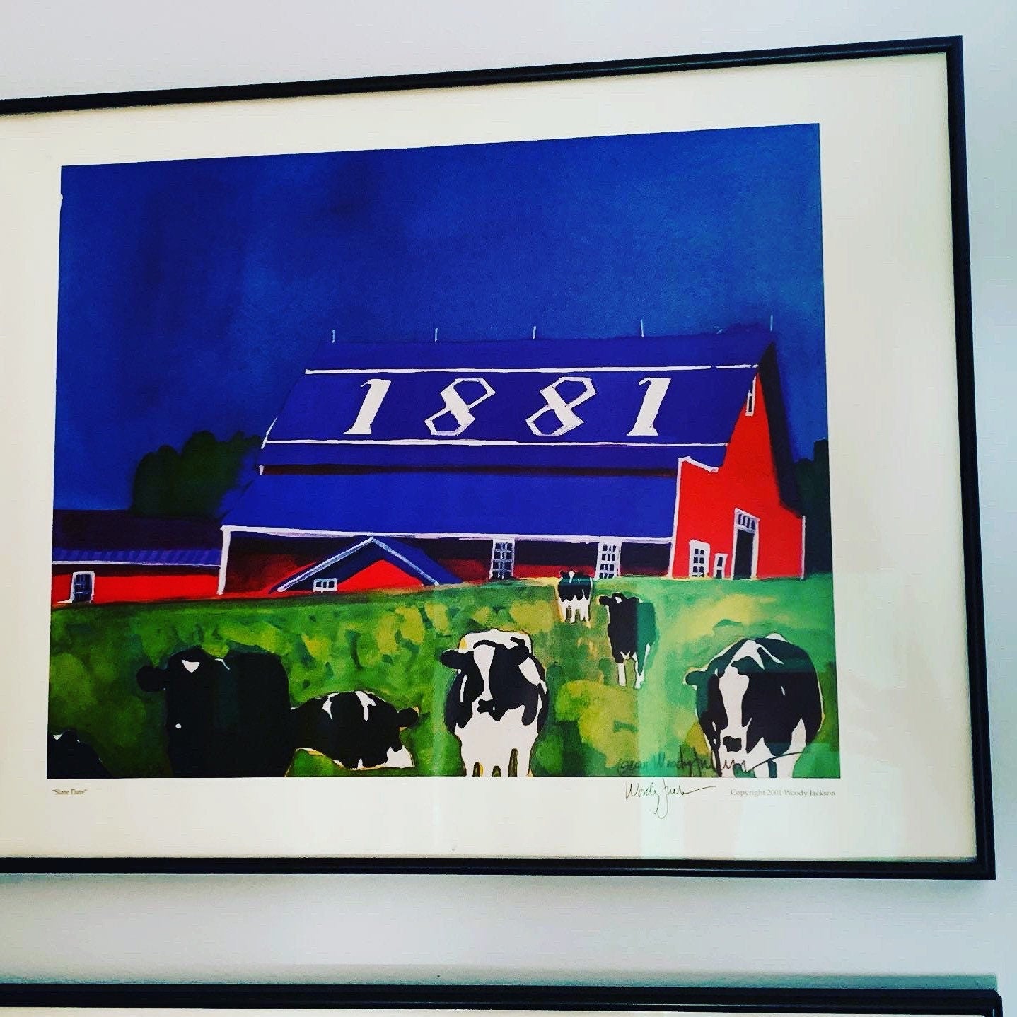 Vintage Woody Jackson Slate Date 1881 Barn Signed and Framed Print Excellent Condition A Great Gift Lover Antiques and Vintage