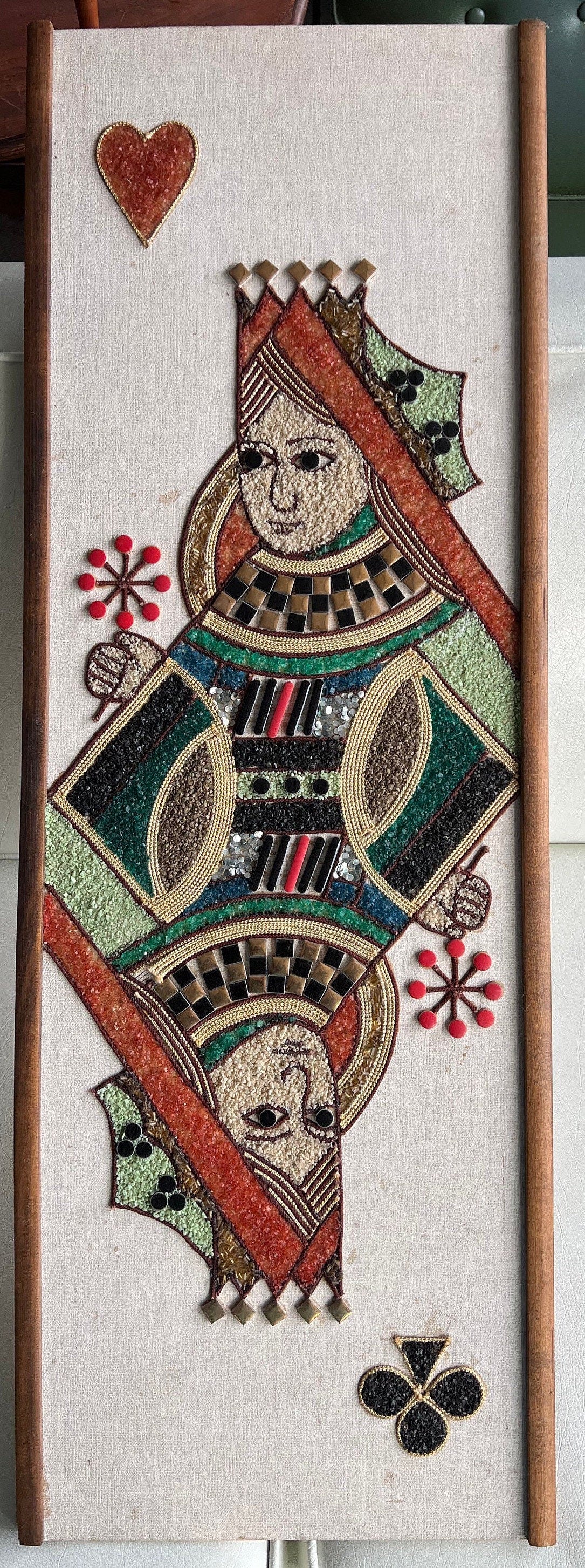 Vintage Queen of Heart + Clubs playing cards, circa 1960’s