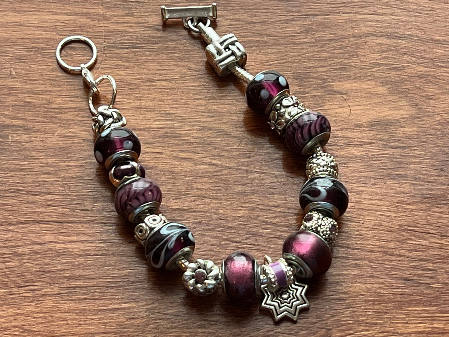 Charm bracelet Willabee and Ward jewelry Purple Passion love Valentine’s Day Gift charms beads