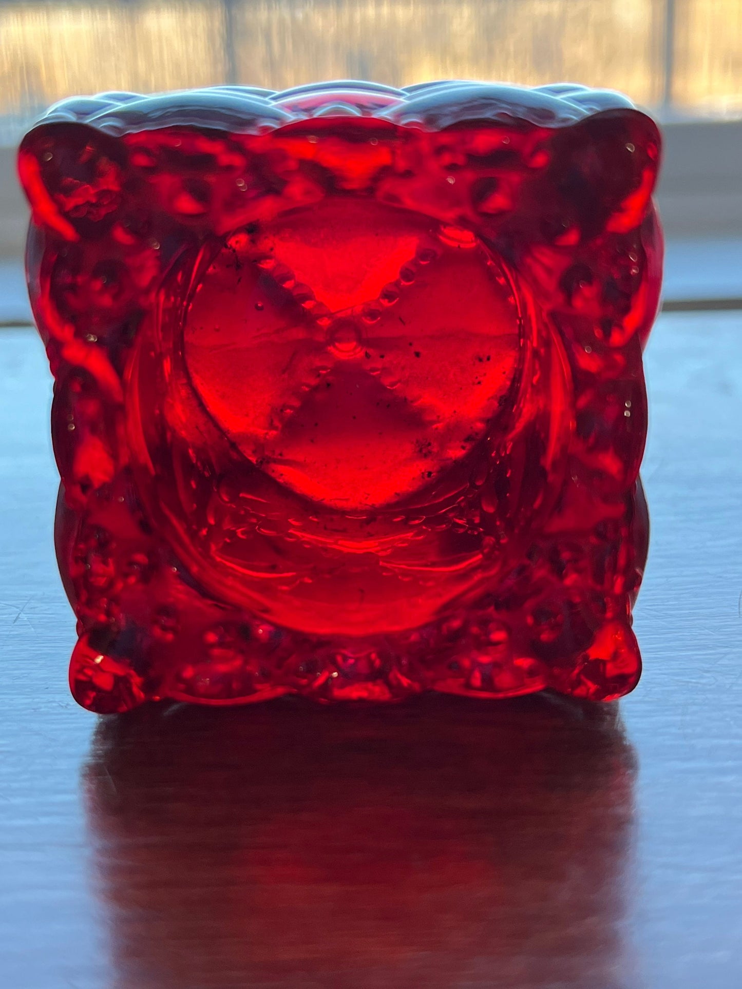 Vintage Fenton Amberina Amber Glass Votive Holder Mid Century Modern Glows with Cadmium Lover Antiques and Vintage