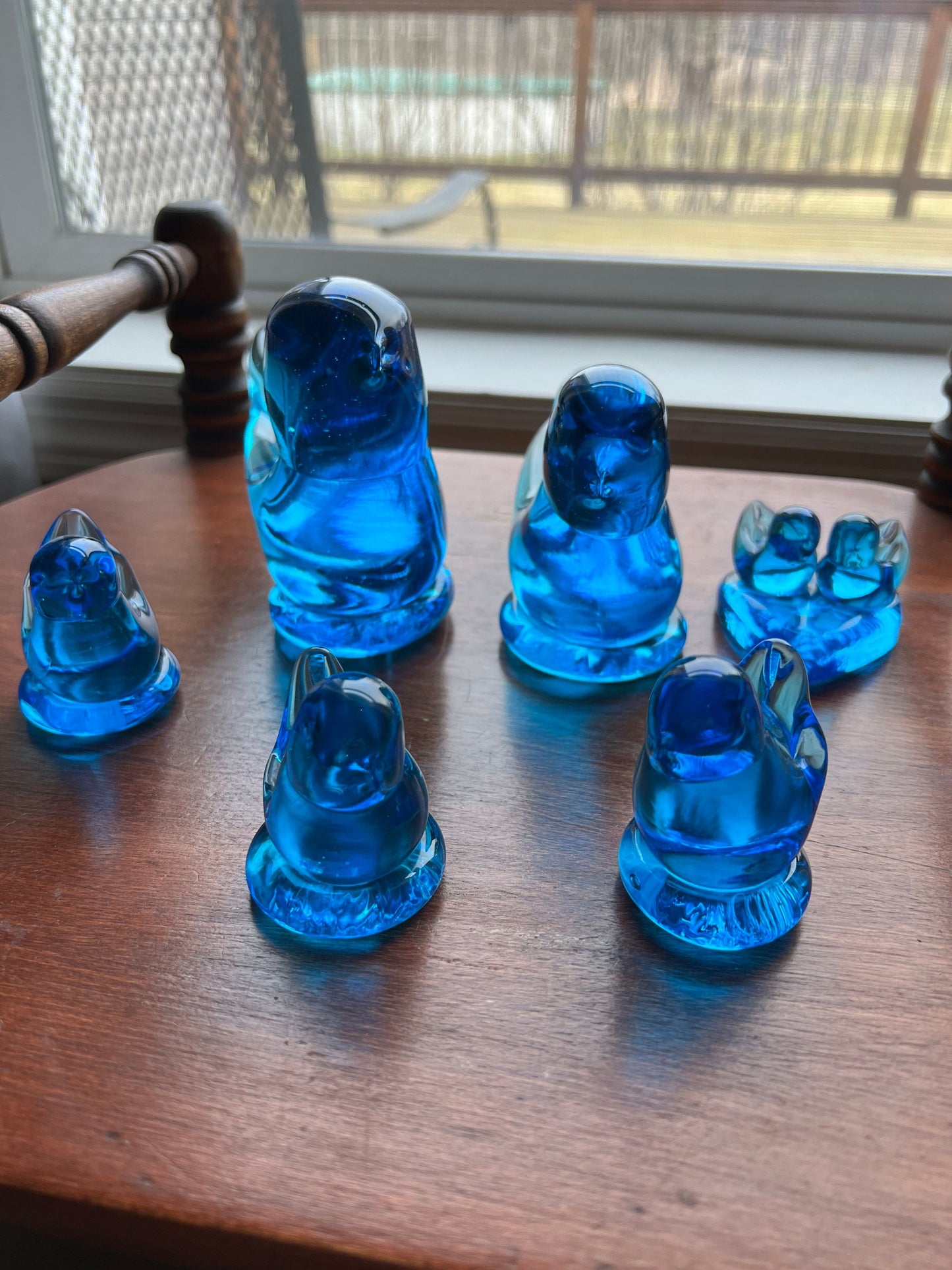 Vintage Bluebirds of Happiness signed by Leo Ward Family Collection of 6 Blue Art Glass Artwork Lover Antiques and Vintage