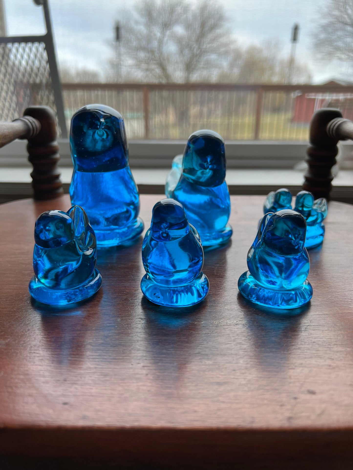 Vintage Bluebirds of Happiness signed by Leo Ward Family Collection of 6 Blue Art Glass Artwork Lover Antiques and Vintage
