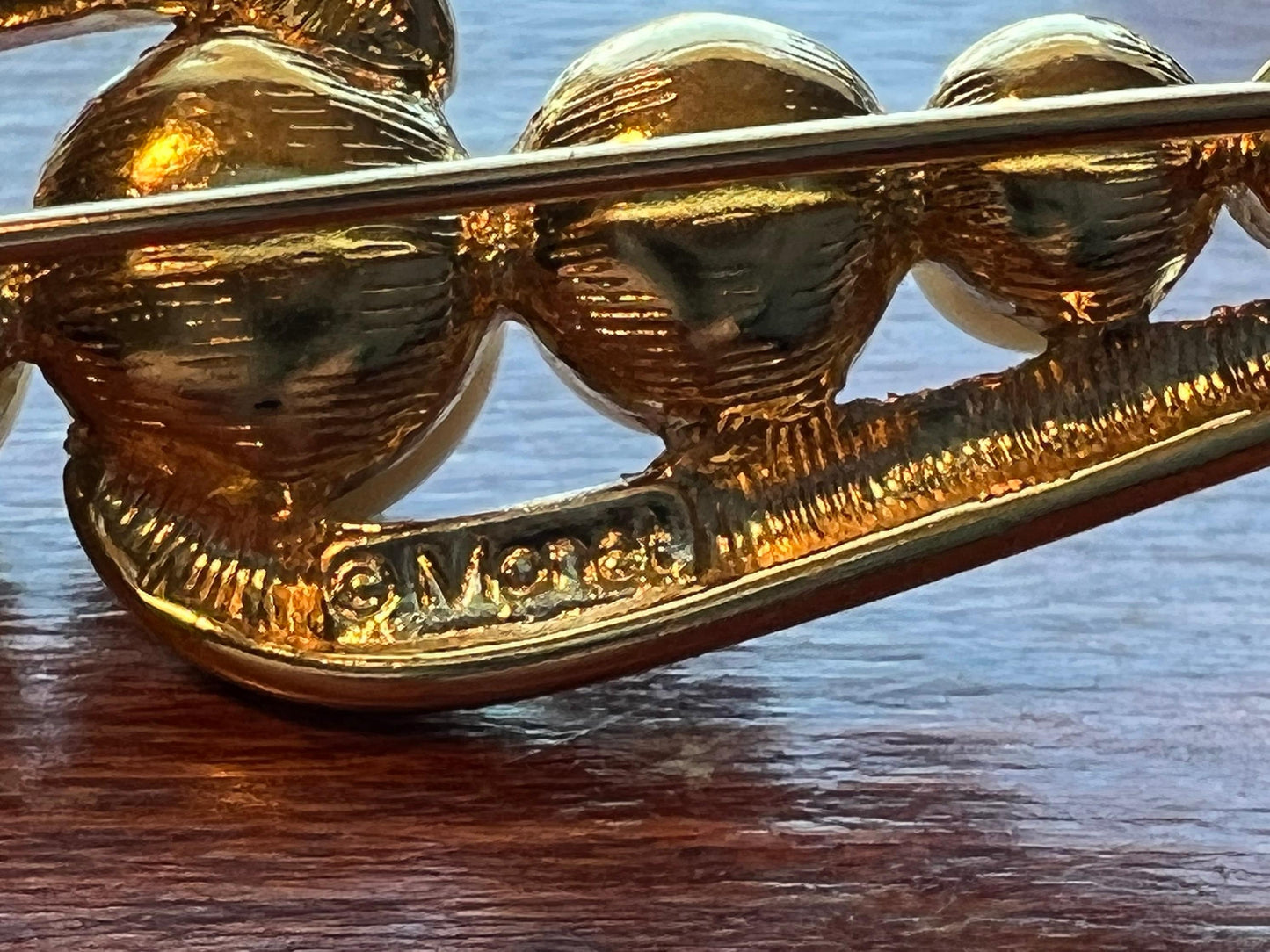 Vintage Monet Gold tone swirl with faux pearls mid century modern pin brooch brooches