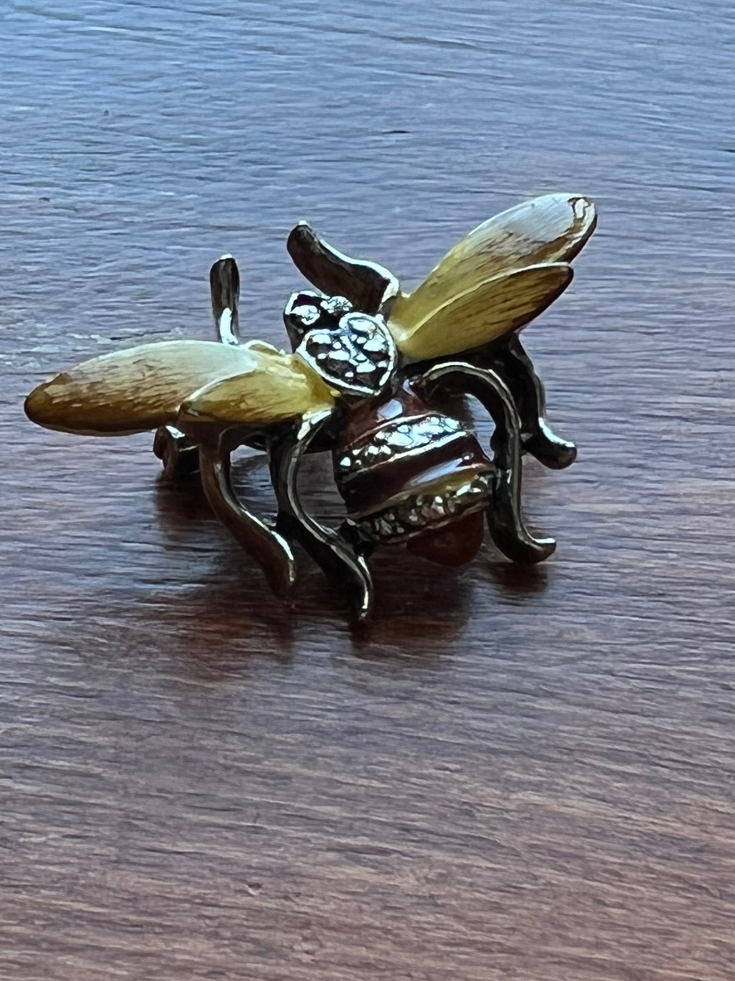 Vintage Bee Enamel Honey Bee Pin Beetle Brooch, Vintage Crystal Elegant Brooch Bumble Bees mid Century Modern Jewelry