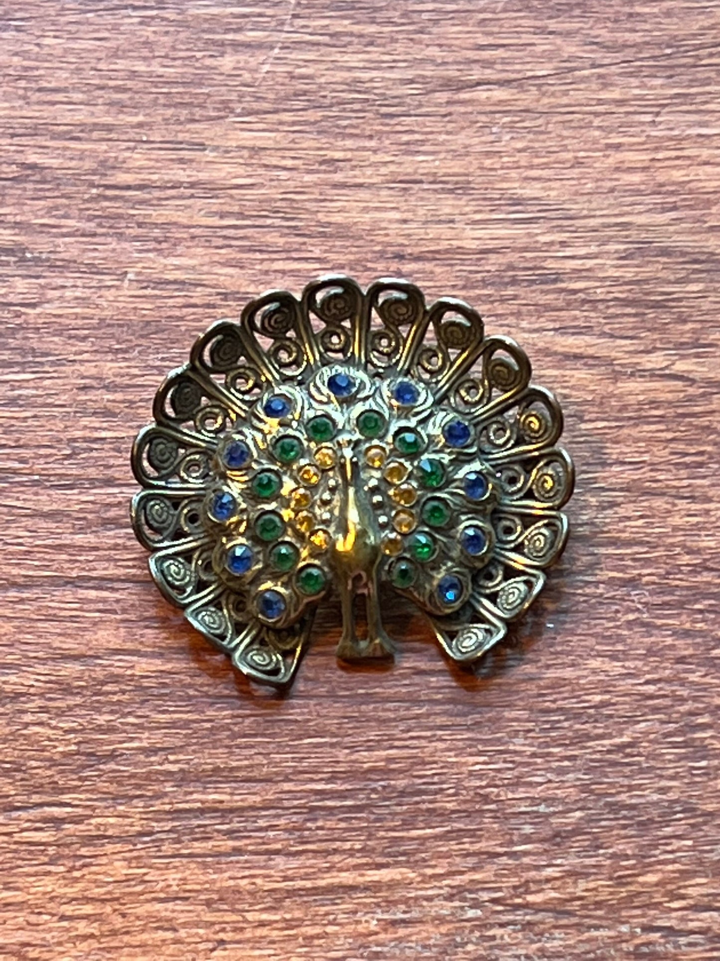 Vintage Peacock Pin Colorful Brooch Lover Antiques and Vintage
