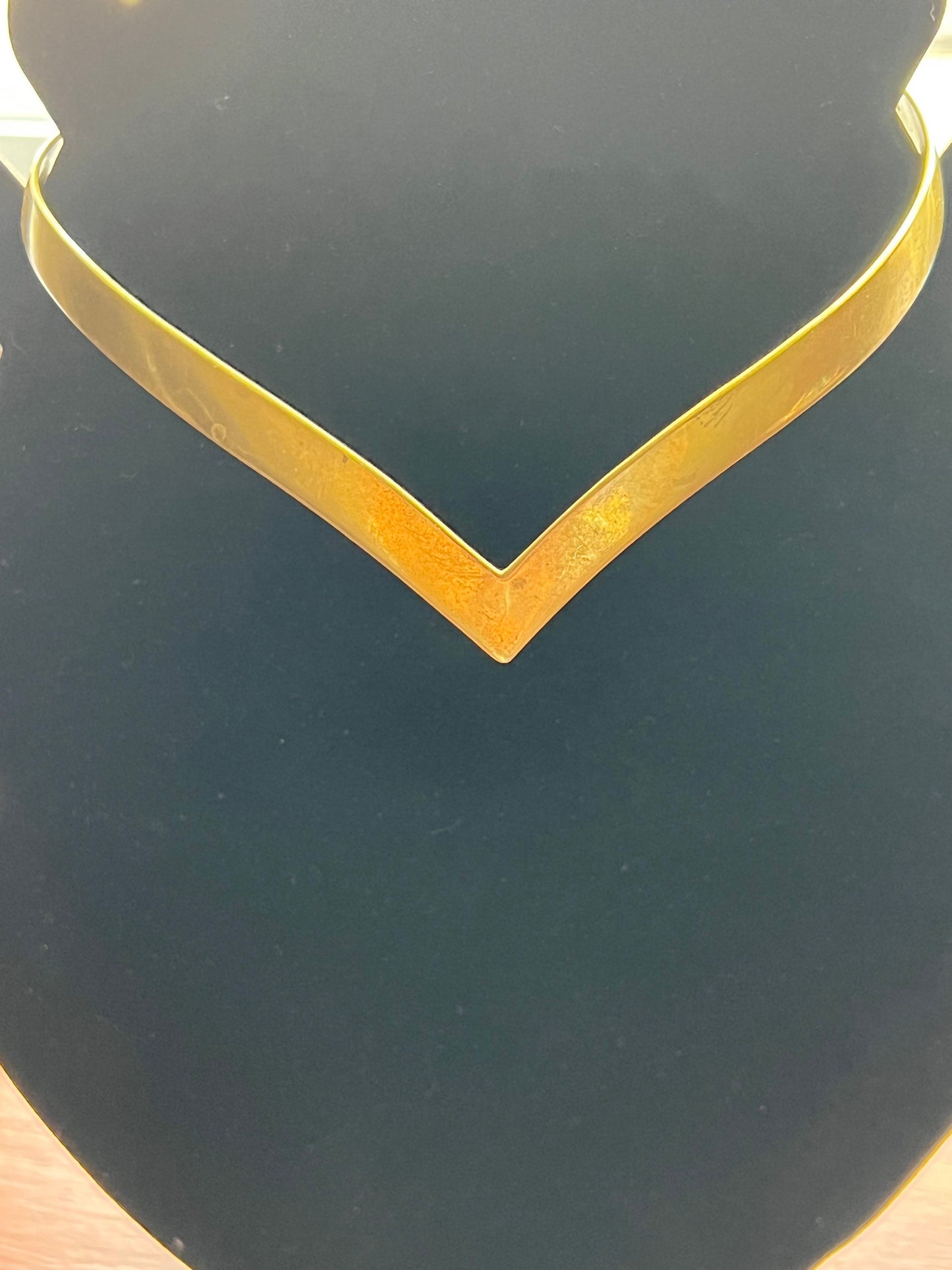 Vintage brass choker necklace hand wrought in New Mexico Solid Brass handwrought