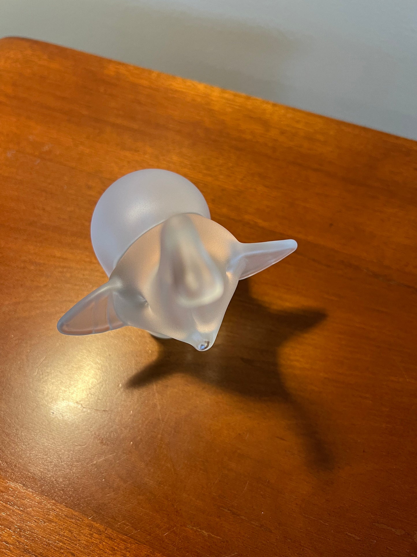 Vintage frosted glass art elephant with trunk up lucky elephants collectibles great gift