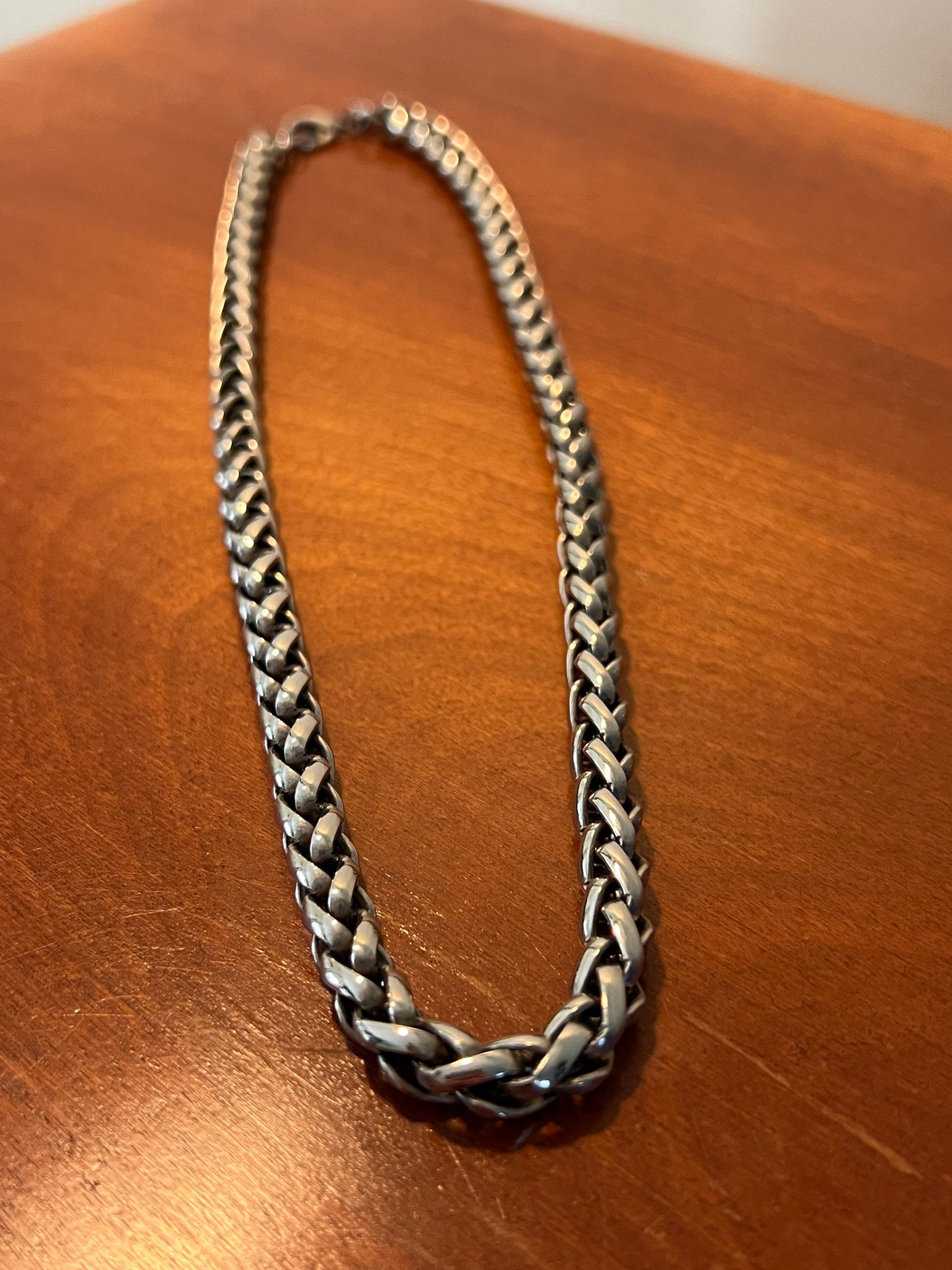 Vintage Solid Necklace 8 3/4 long jewelry in silver stainless steel