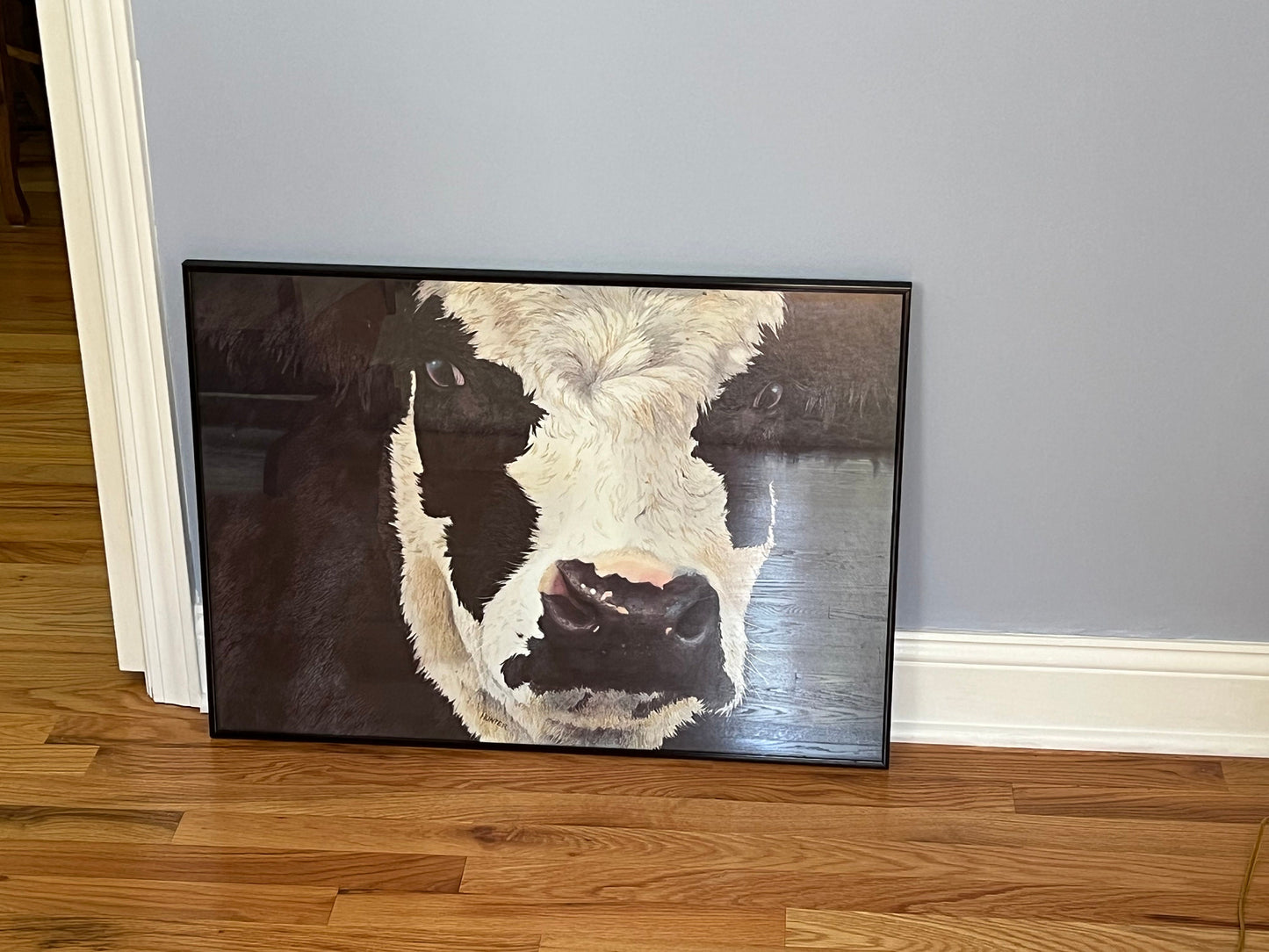 Vintage Holstein Cow Print Picture signed by Hunter professionally framed artwork Lover Antiques and Vintage
