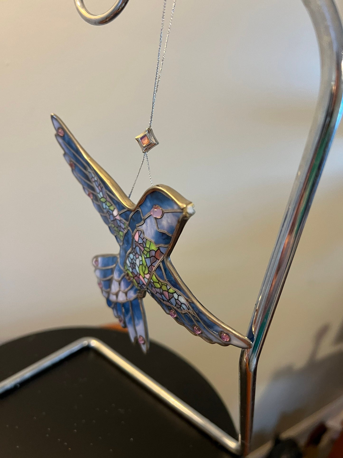 Vintage Blue Bird Stained Glass Art Sun Catcher blue Lover Antiques and Vintage