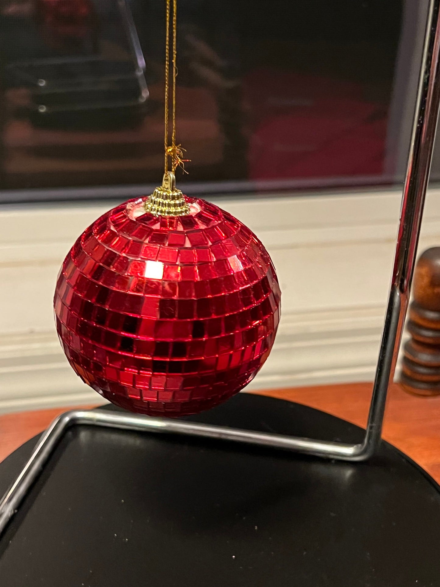 Vintage Red Disco Ball Ornament glass art Mid Century Modern ornaments Christmas Holiday Lover Antiques and Vintage
