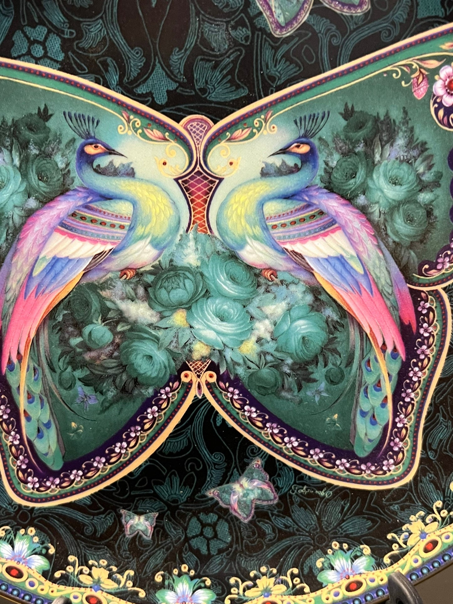 Vintage Ruby Radiance Enchanted Wings limited edition by Oleg Gavrilov Bradford Exchange Plate No. 1186 A Plate Wall Hanging peacock