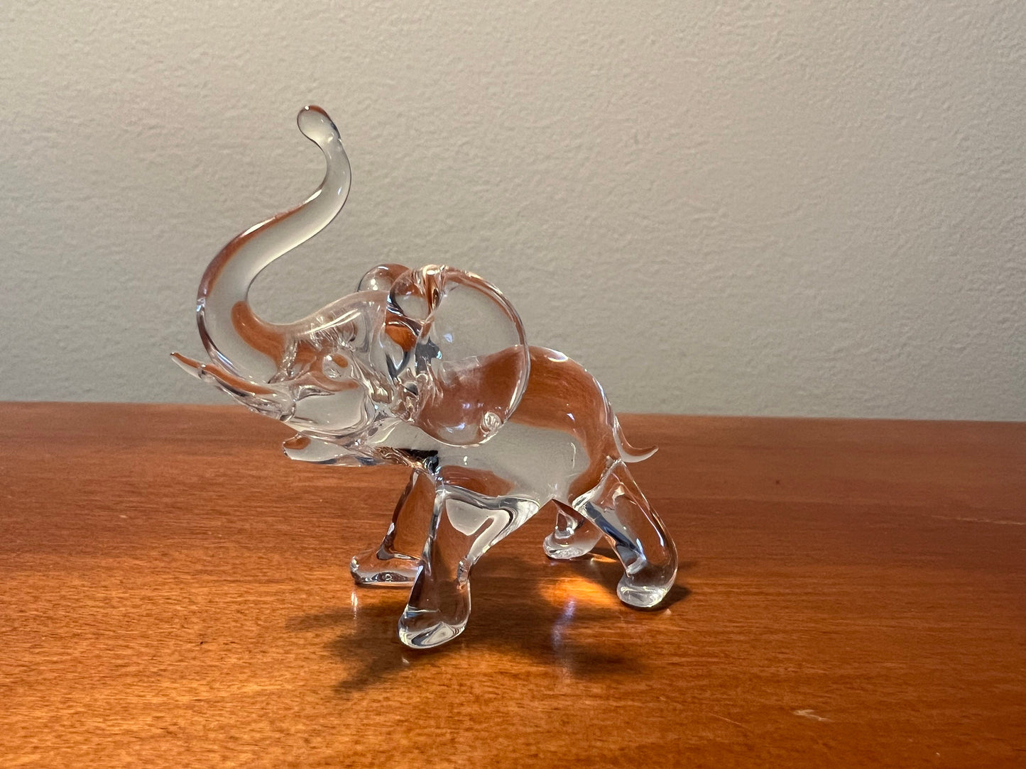 Vintage Glass Elephant Sculpture with Trunk Up Art Glass Figurine elephants great gift artwork glass