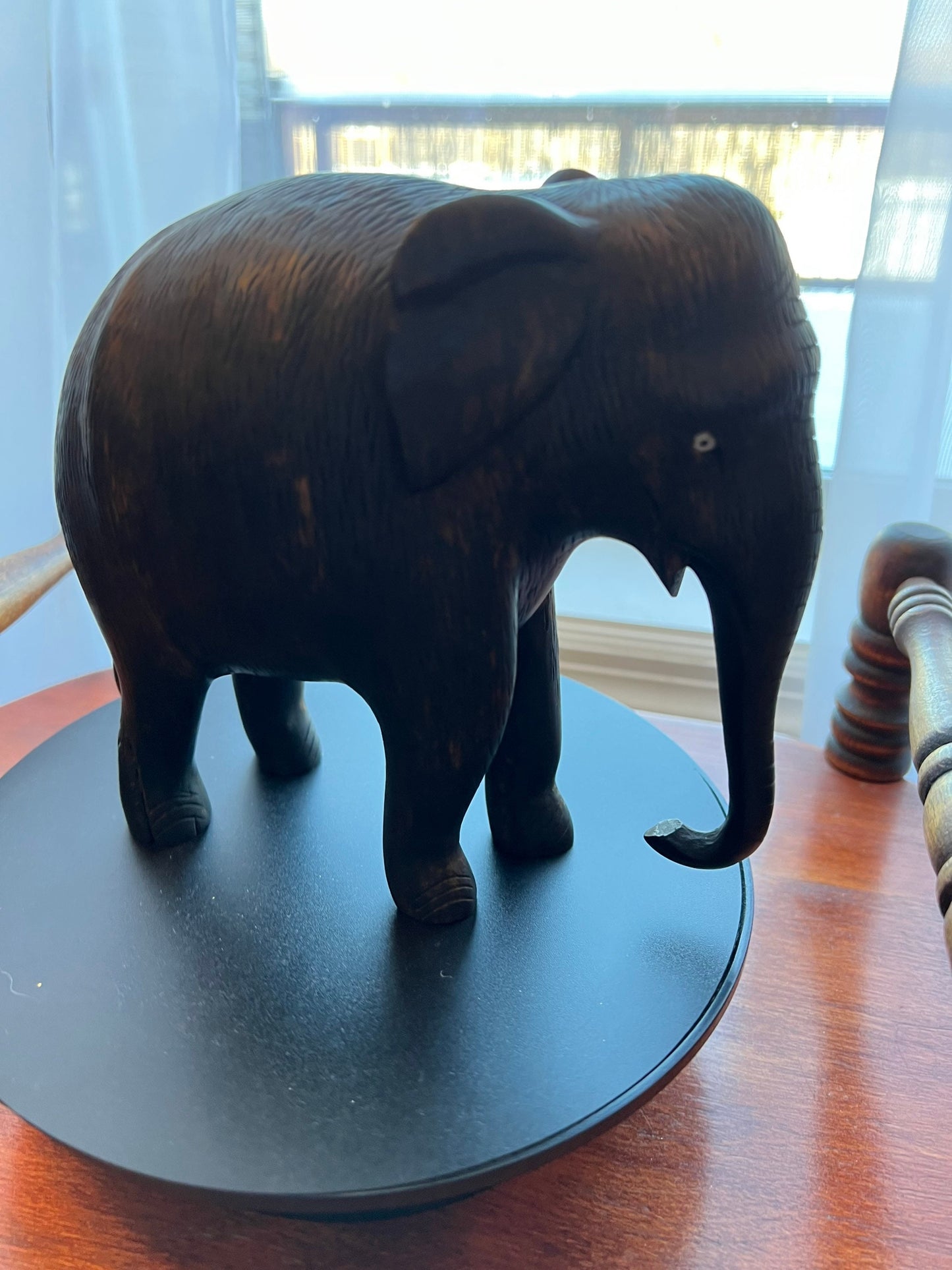 Vintage Carved Ebony Wood Elephant lucky elephants gifts Carved Gifts Lover Antiques and Vintage