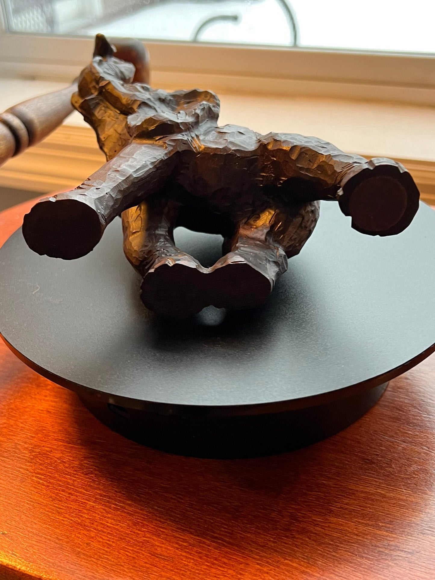 Vintage Carved Wood Elephant with its trunk up lucky elephants gifts Lover Antiques and Vintage