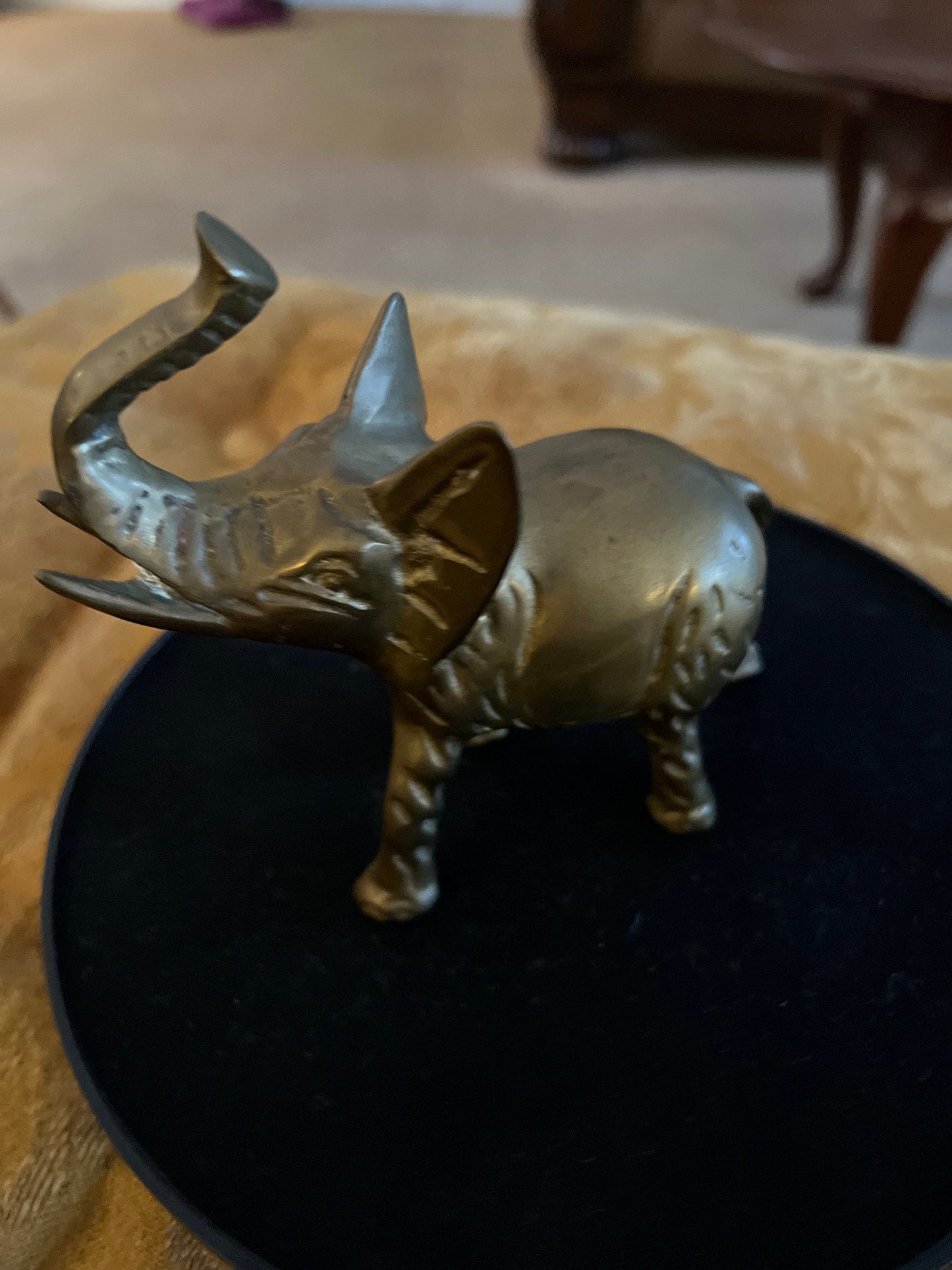 Vintage Brass Elephant with its trunk up Figurine Elephants Animal Figure Lucky Lover Antiques and Vintage