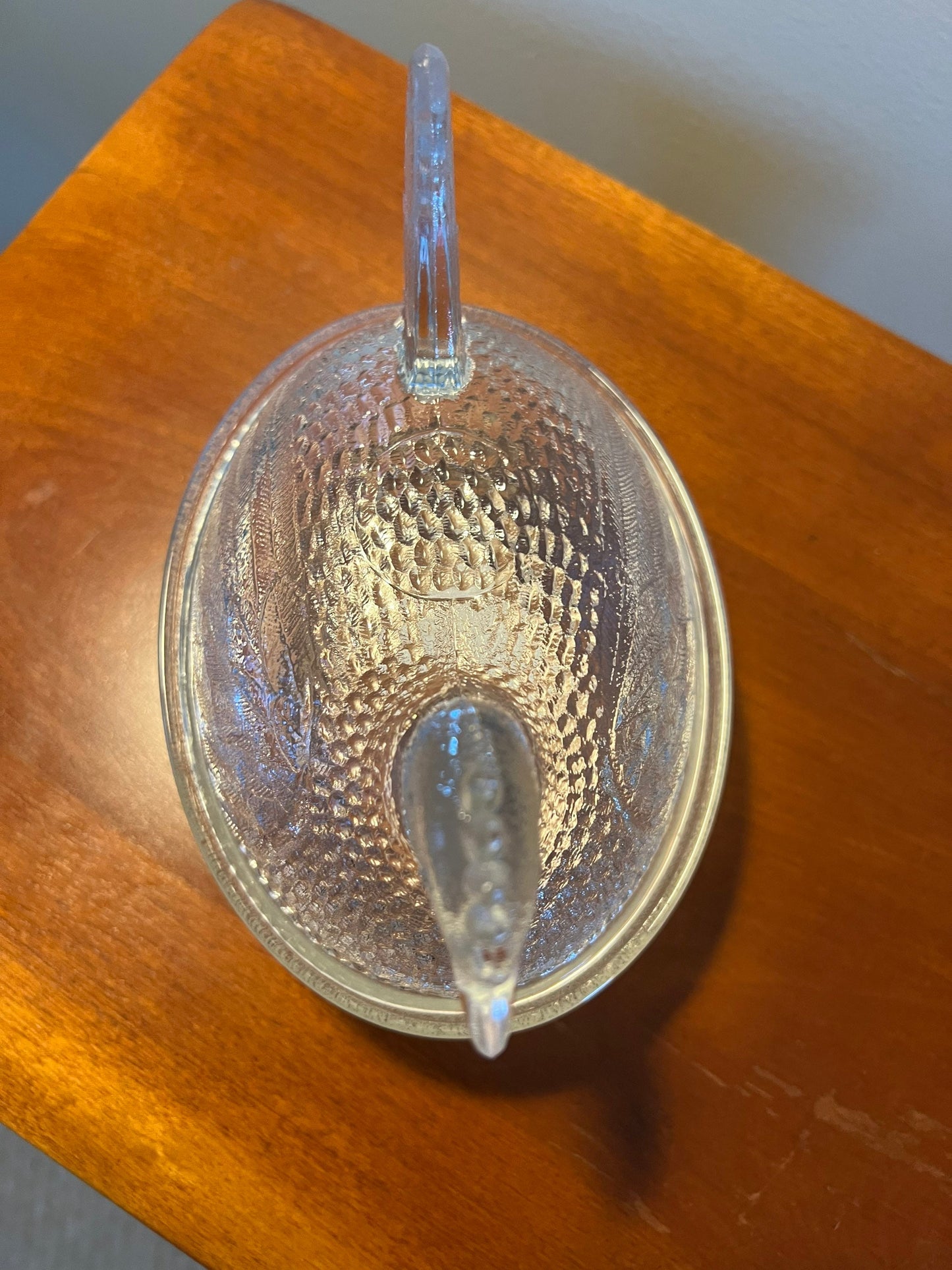 Vintage Glass Rooster On Nest Covered Dish Nesting Chicken Clear with lid art glass