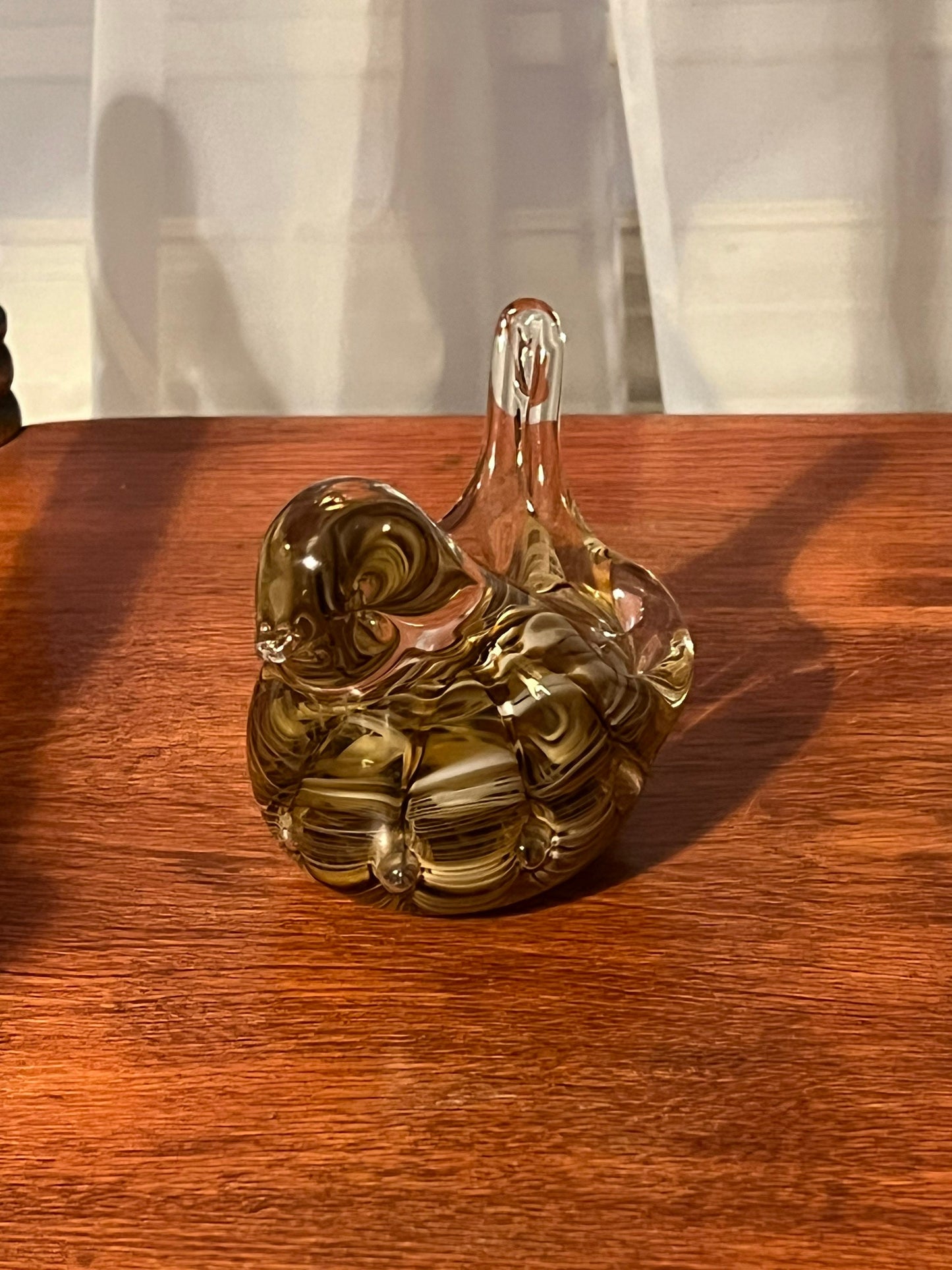 Vintage Joe Rice Signed 1992 Gold Glass Bird Figurine Controlled Bubble Art Glass Bird, Lover Antiques and Vintage