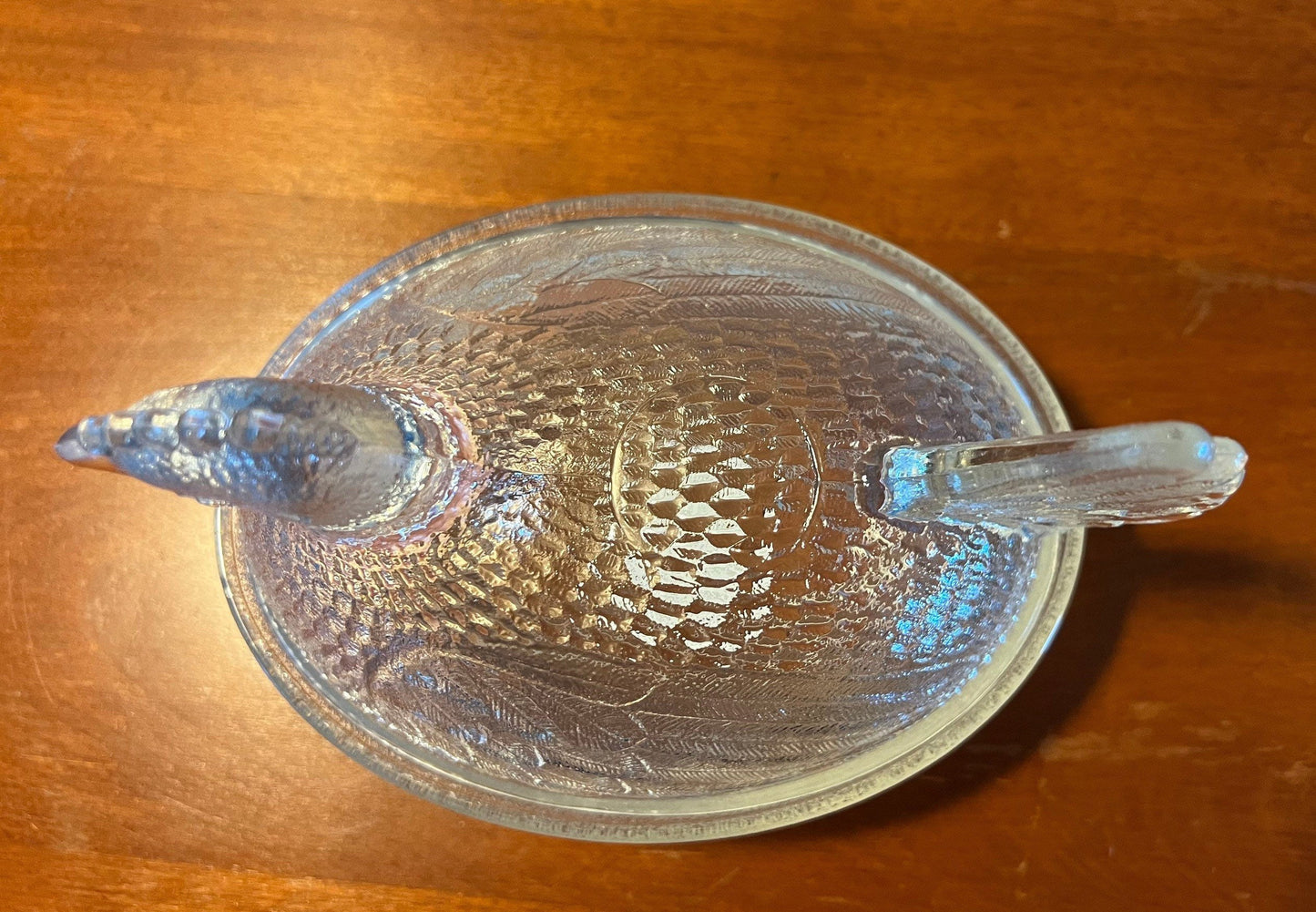 Vintage Glass Rooster On Nest Covered Dish Nesting Chicken Clear with lid art glass
