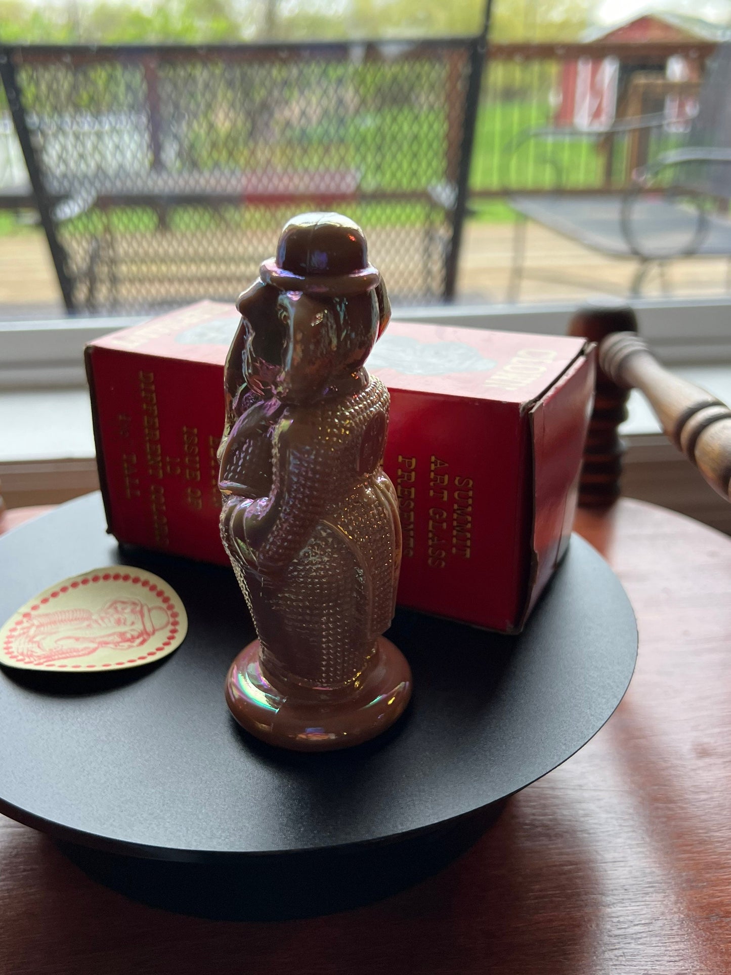 Vintage Brown Elephant Clown Billy Summit Art Trunk Up Russ Vogelsong Sculpture Art Glass Figurine elephants art Lover Antiques and Vintage