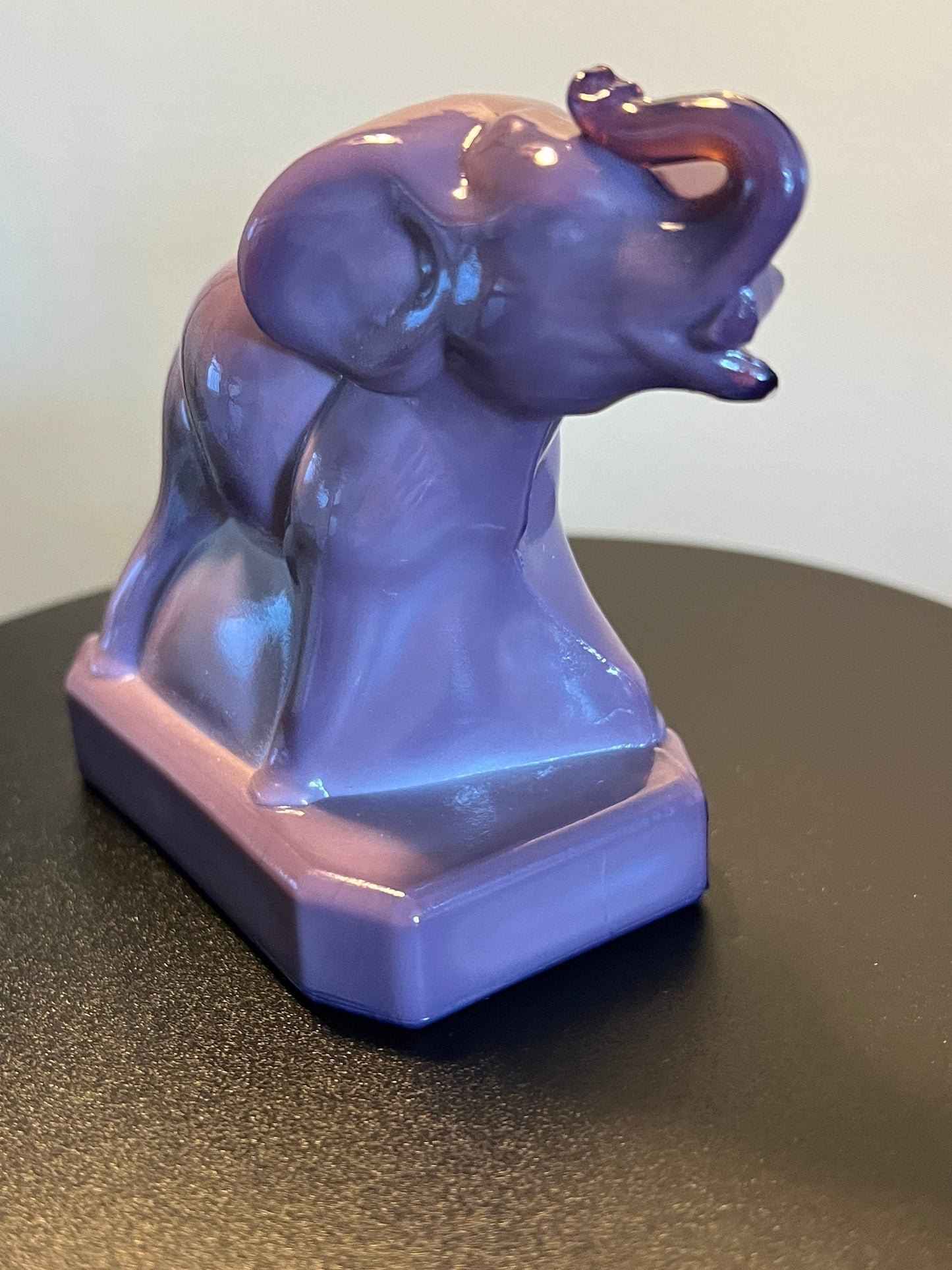 Vintage Boyds Lavender Elephant Zack the Elephant figurine paperweight glass art elephant with trunk up lucky elephants collectibles