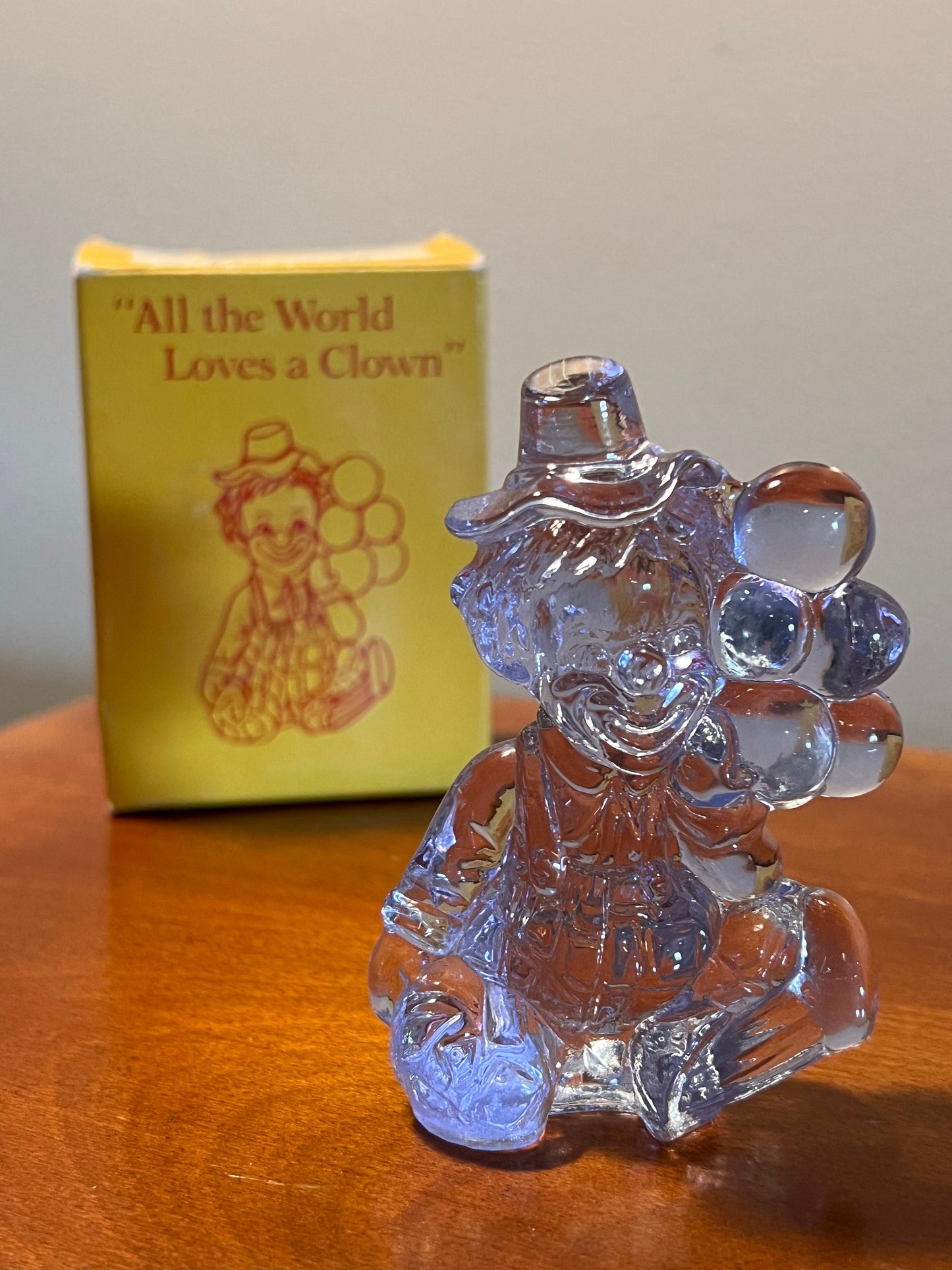Vintage Viking Blue Green Glass Clown Bookend Paperweight Signed Art Glass Lover Antiques