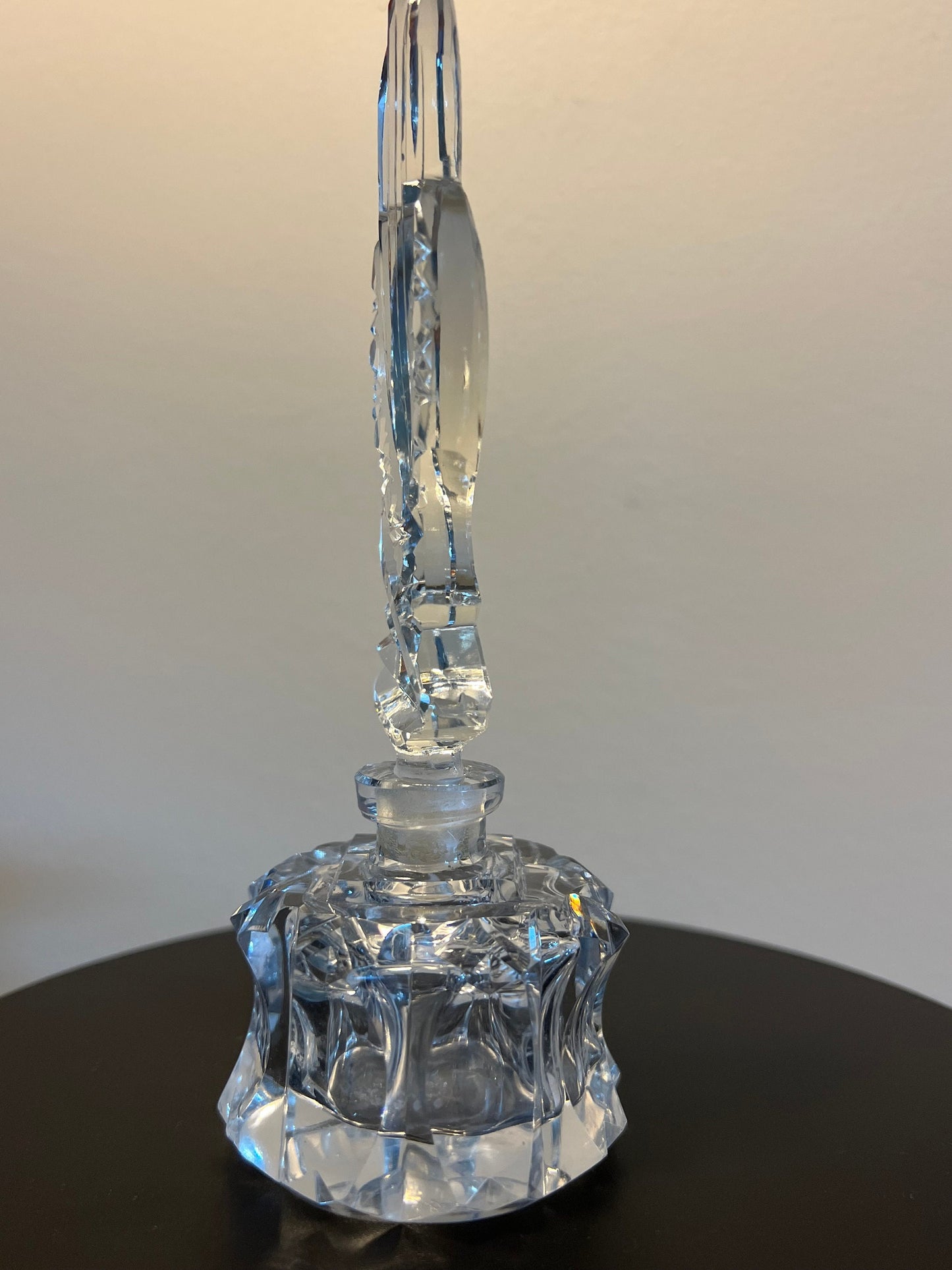 Vintage Cut Crystal Perfume Bottle with Etched Glass Stopper Top Glass Art Deco Lover Antiques and Vintage